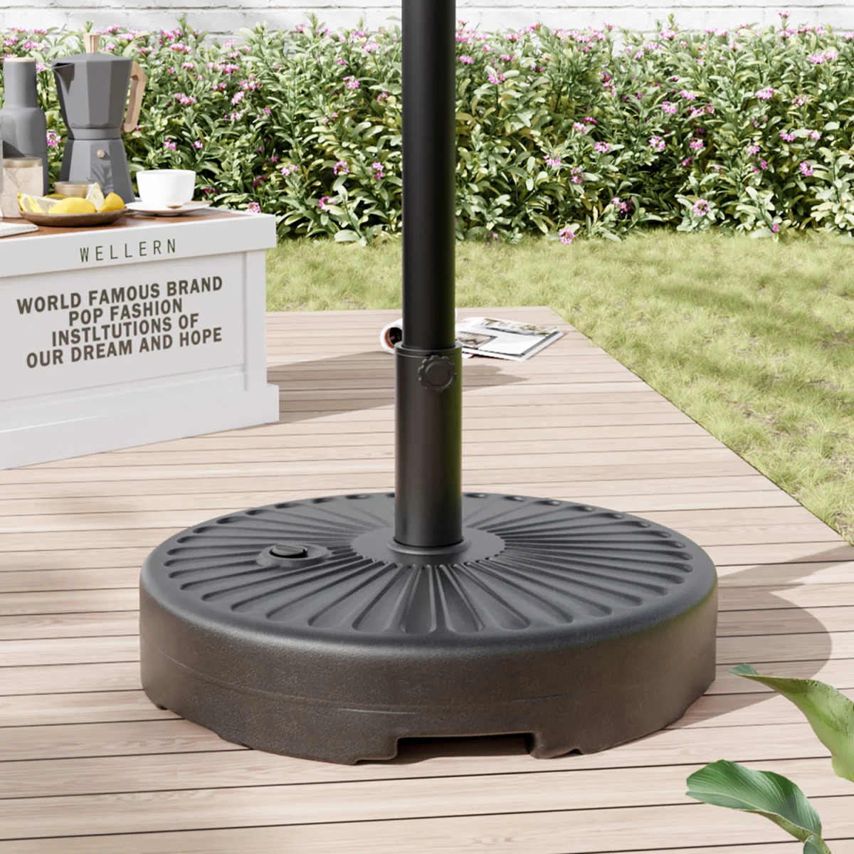 Water and Sand Filled Freestanding Plastic Parasol Base - Black – image 7