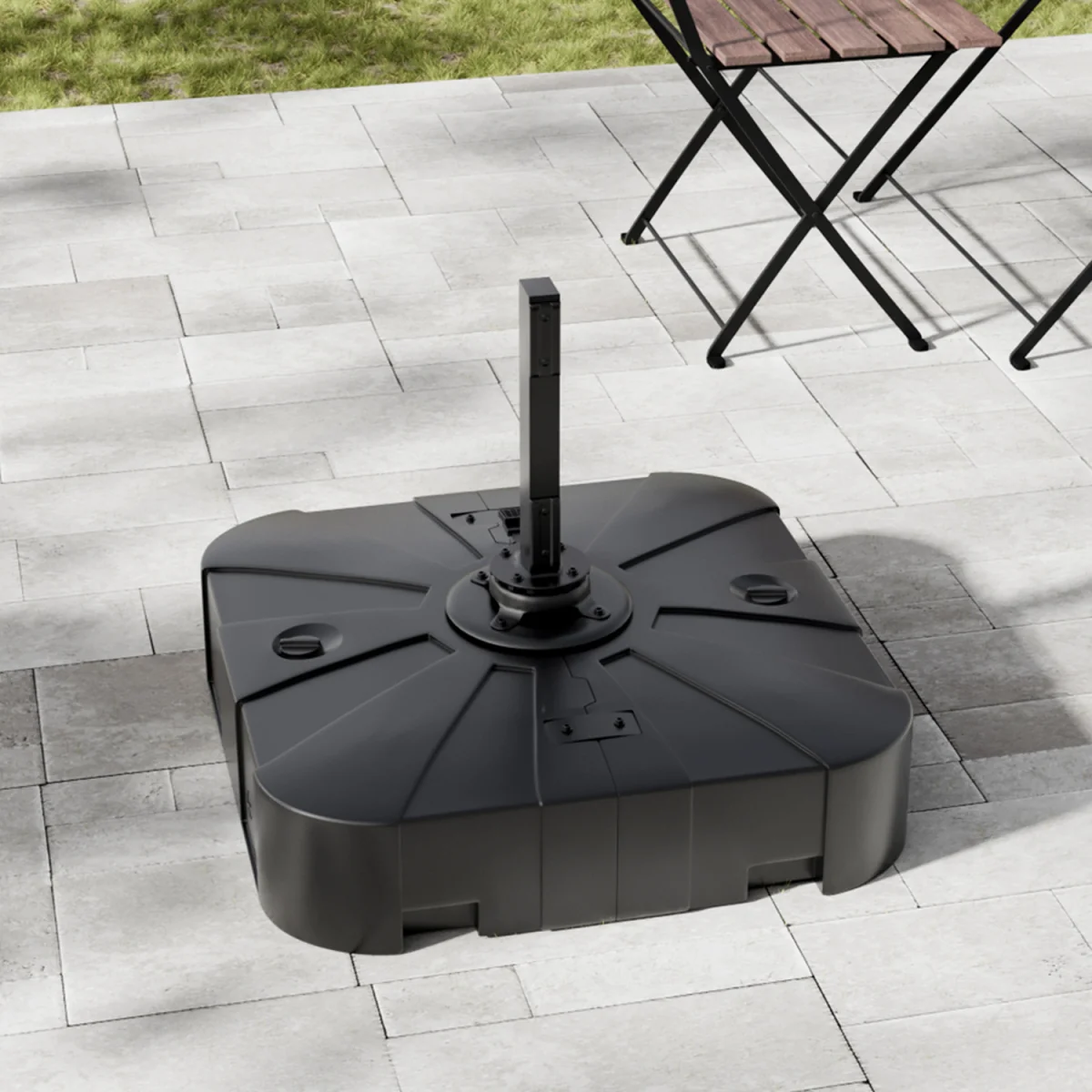 Water and Sand Filled Freestanding Plastic Parasol Base - Black – image 8