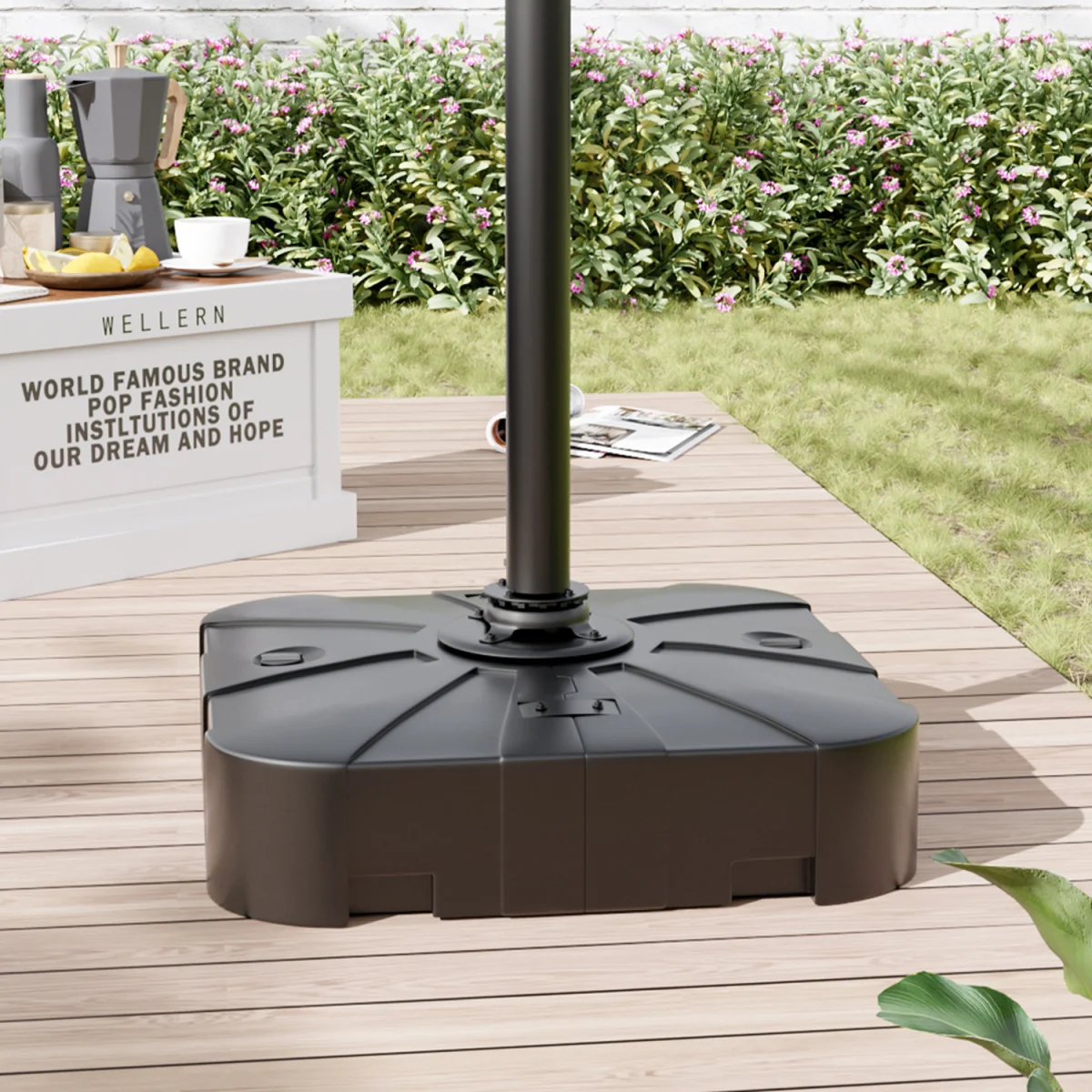 Water and Sand Filled Freestanding Plastic Parasol Base - Black – image 9