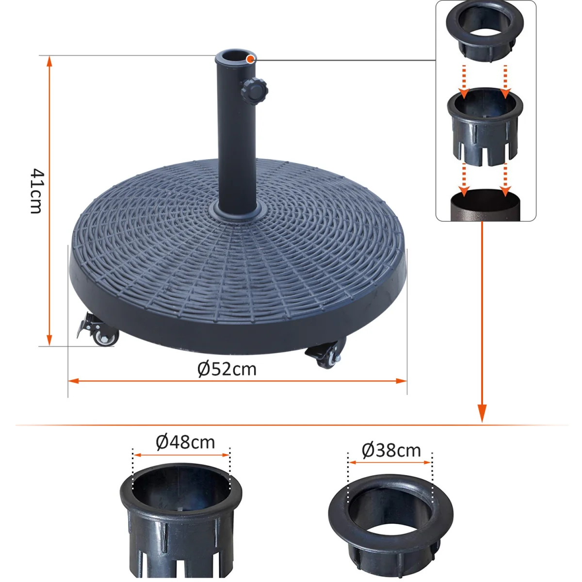 Resin Patio Umbrella Base Parasol Stand - Black – image 4