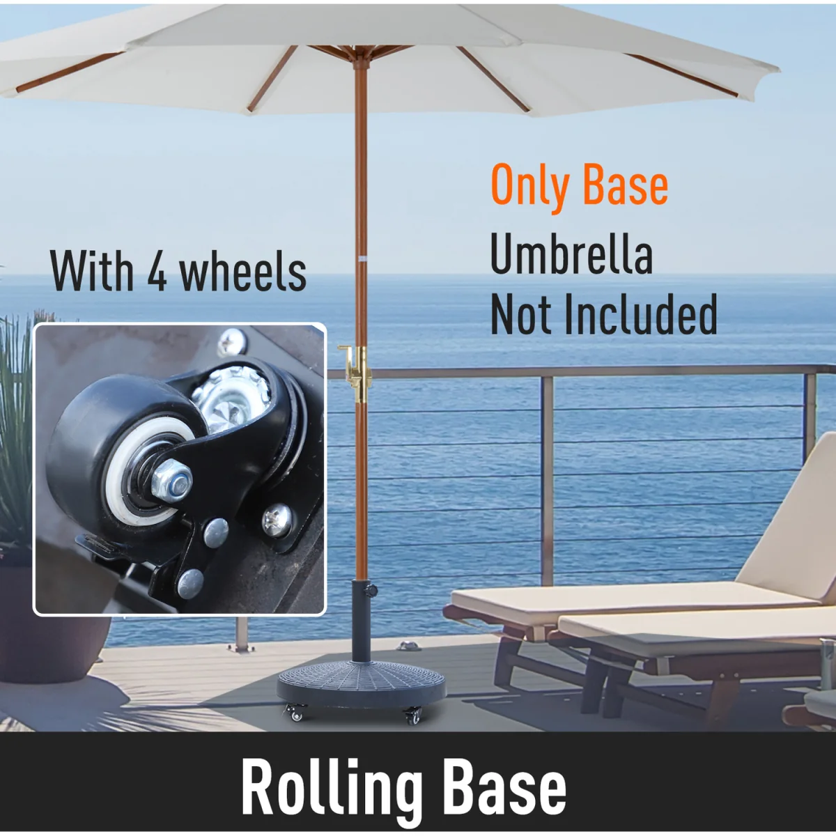 Resin Patio Umbrella Base Parasol Stand - Black – image 5