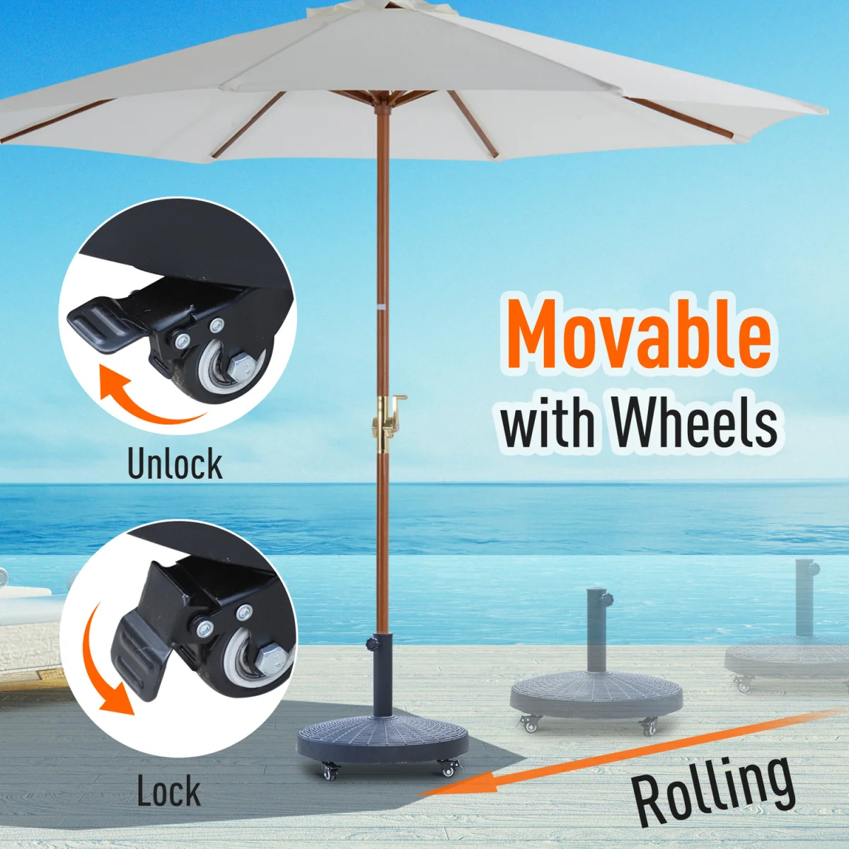 Resin Patio Umbrella Base Parasol Stand - Black – image 6