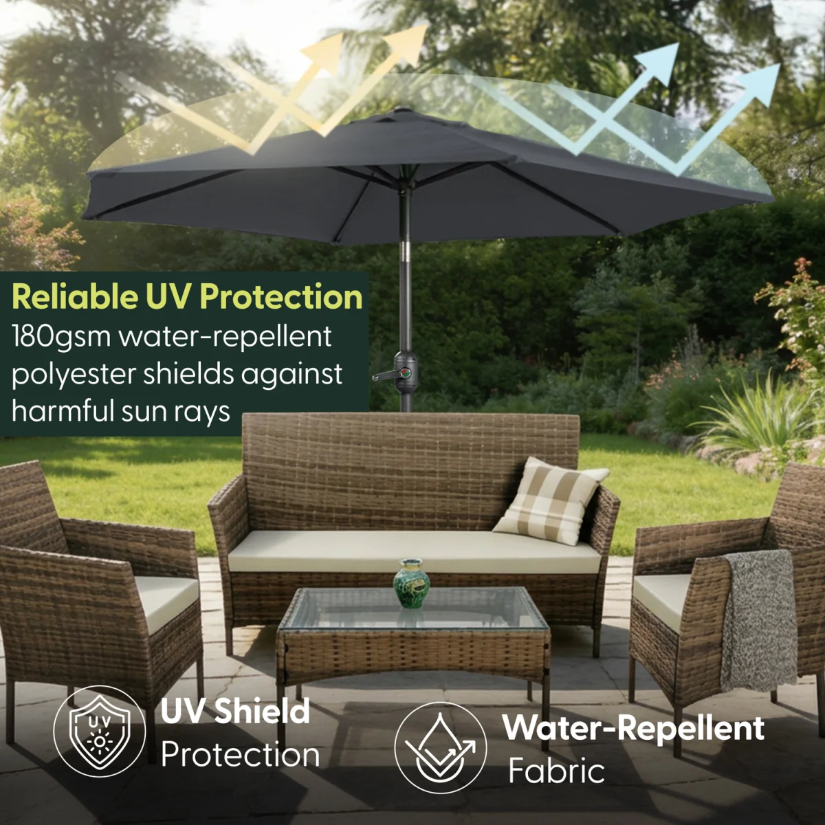 2.7M Tilting Parasol Umbrella - Grey – image 2