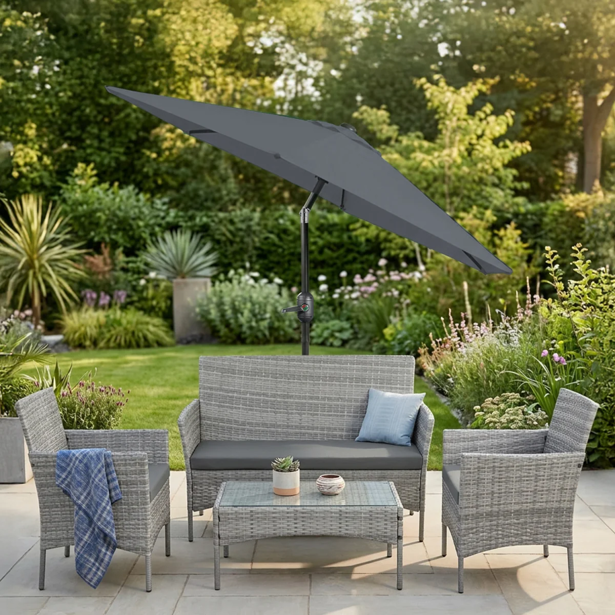 2.7M Tilting Parasol Umbrella - Grey – image 12