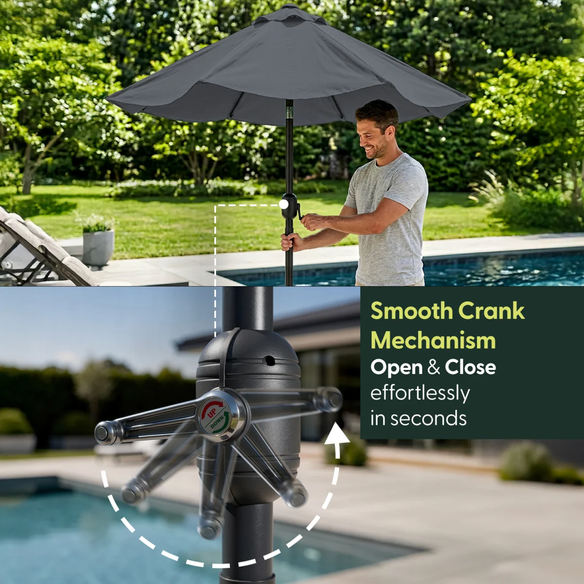 2.7M Tilting Parasol Umbrella - Grey – image 4
