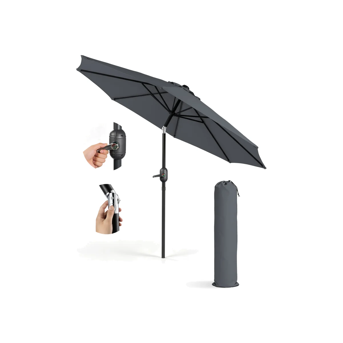 2.7M Tilting Parasol Umbrella - Grey – image 1