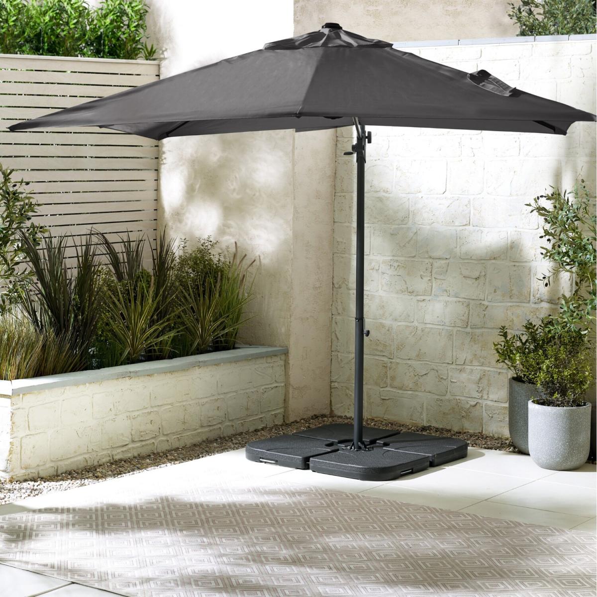 Cantilever Square Parasol and Base - Grey