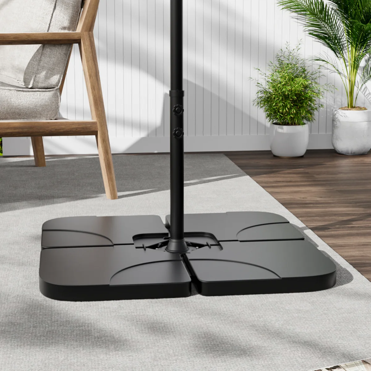 HomeScape HDPE Square Fillable Parasol Base - Black – image 2