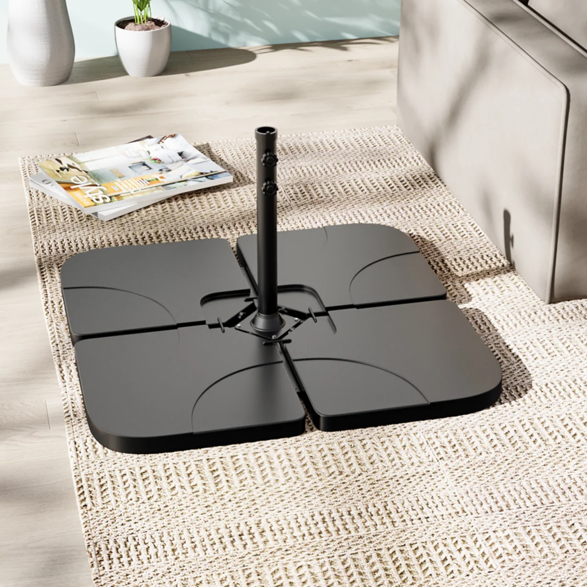 HomeScape HDPE Square Fillable Parasol Base - Black – image 3
