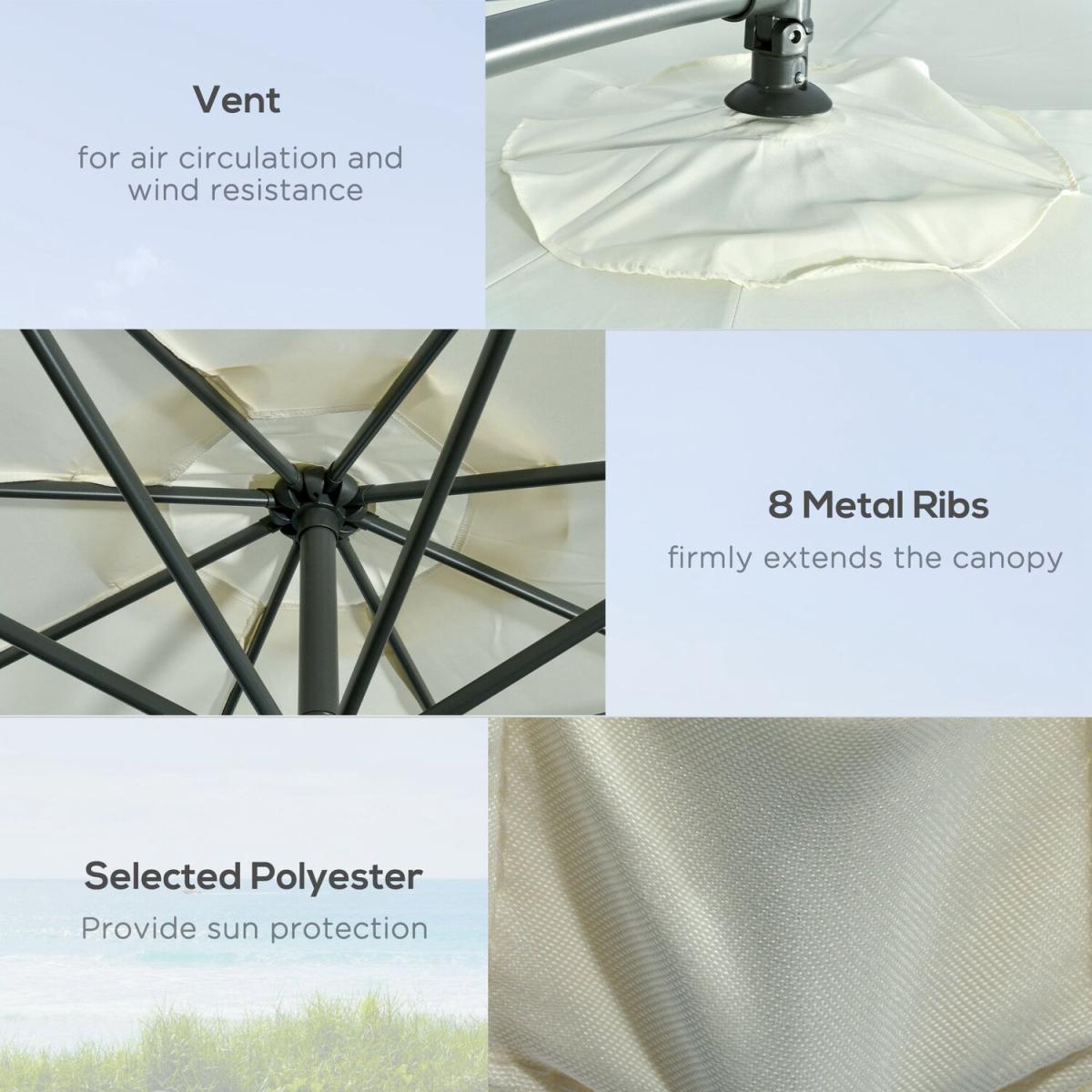 3m Garden Parasol Sun Shade Banana Umbrella - Grey – image 12