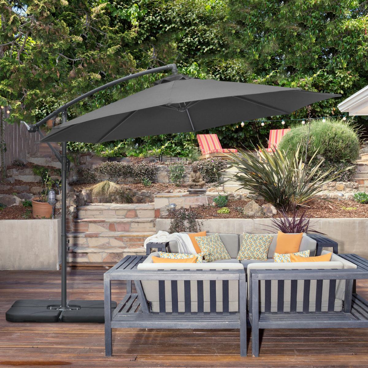 3m Garden Parasol Sun Shade Banana Umbrella - Grey – image 16