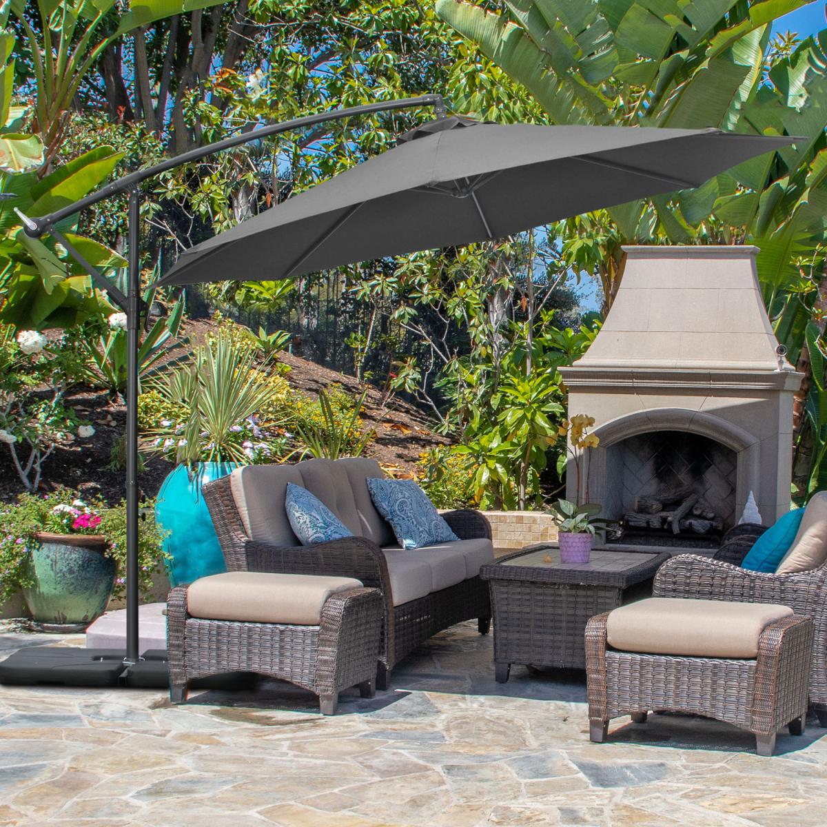 3m Garden Parasol Sun Shade Banana Umbrella - Grey – image 17
