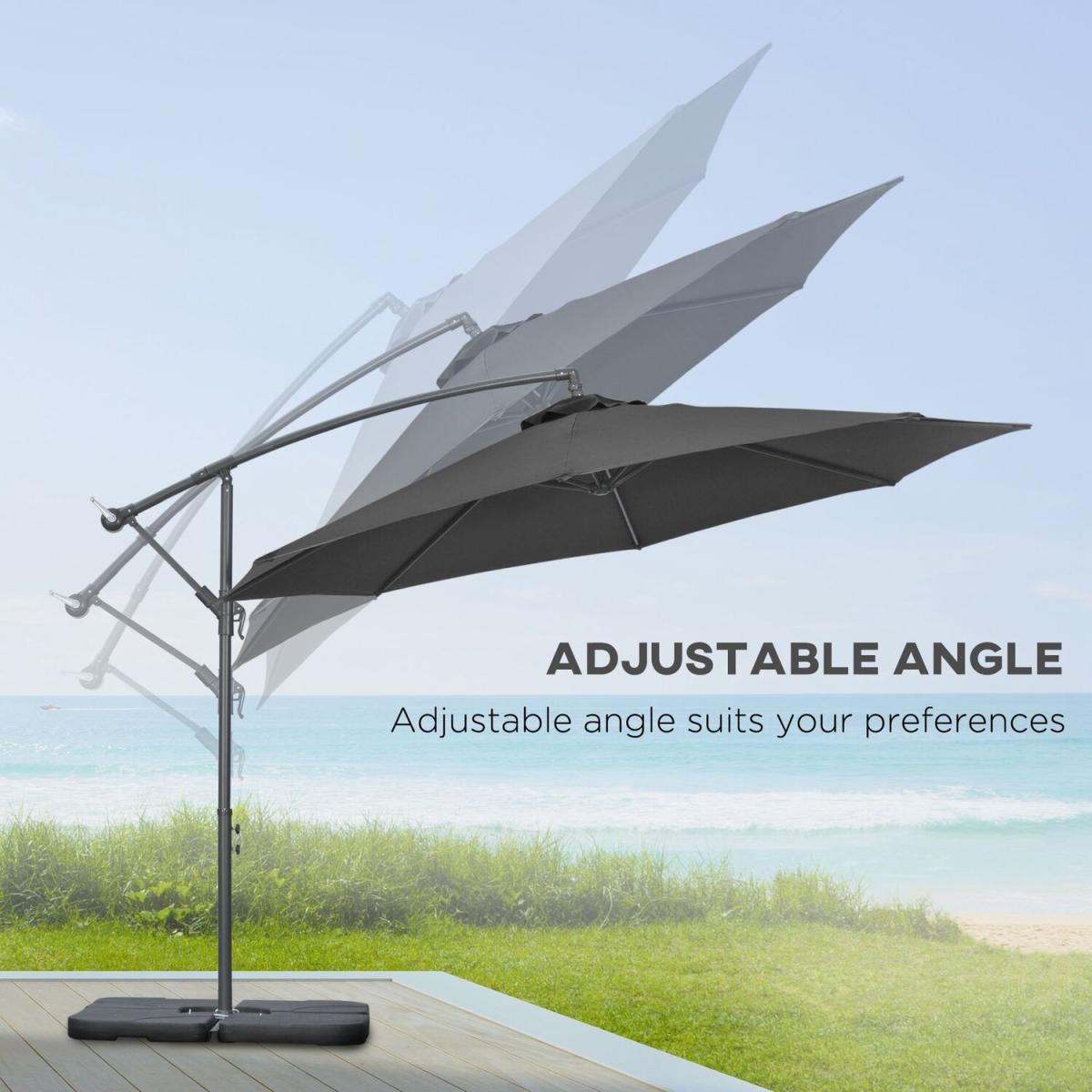 3m Garden Parasol Sun Shade Banana Umbrella - Grey – image 20