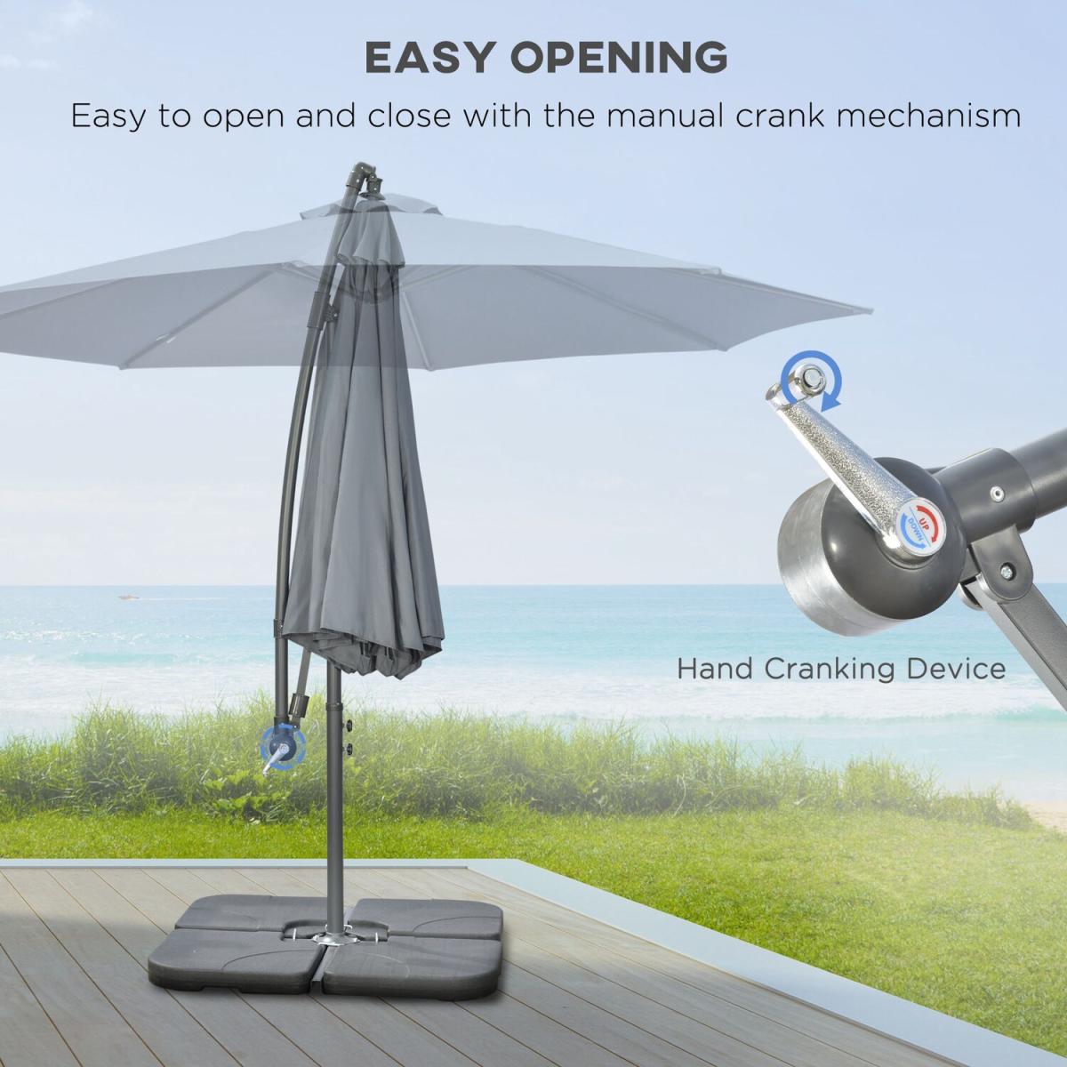 3m Garden Parasol Sun Shade Banana Umbrella - Grey – image 27