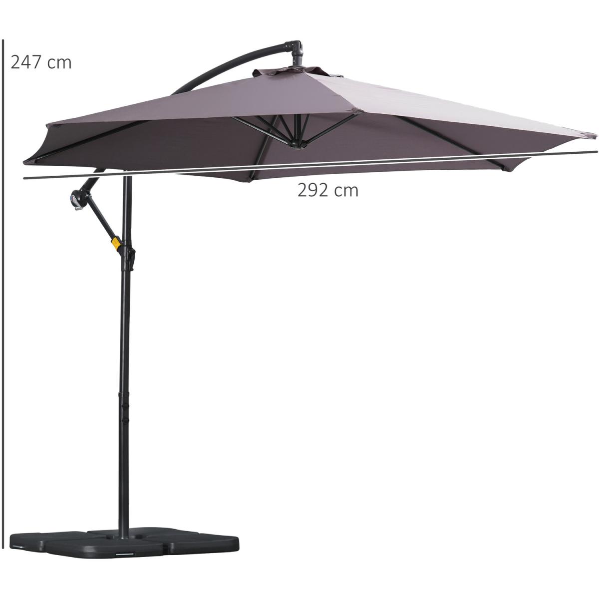 3m Garden Parasol Sun Shade Banana Umbrella - Grey – image 39