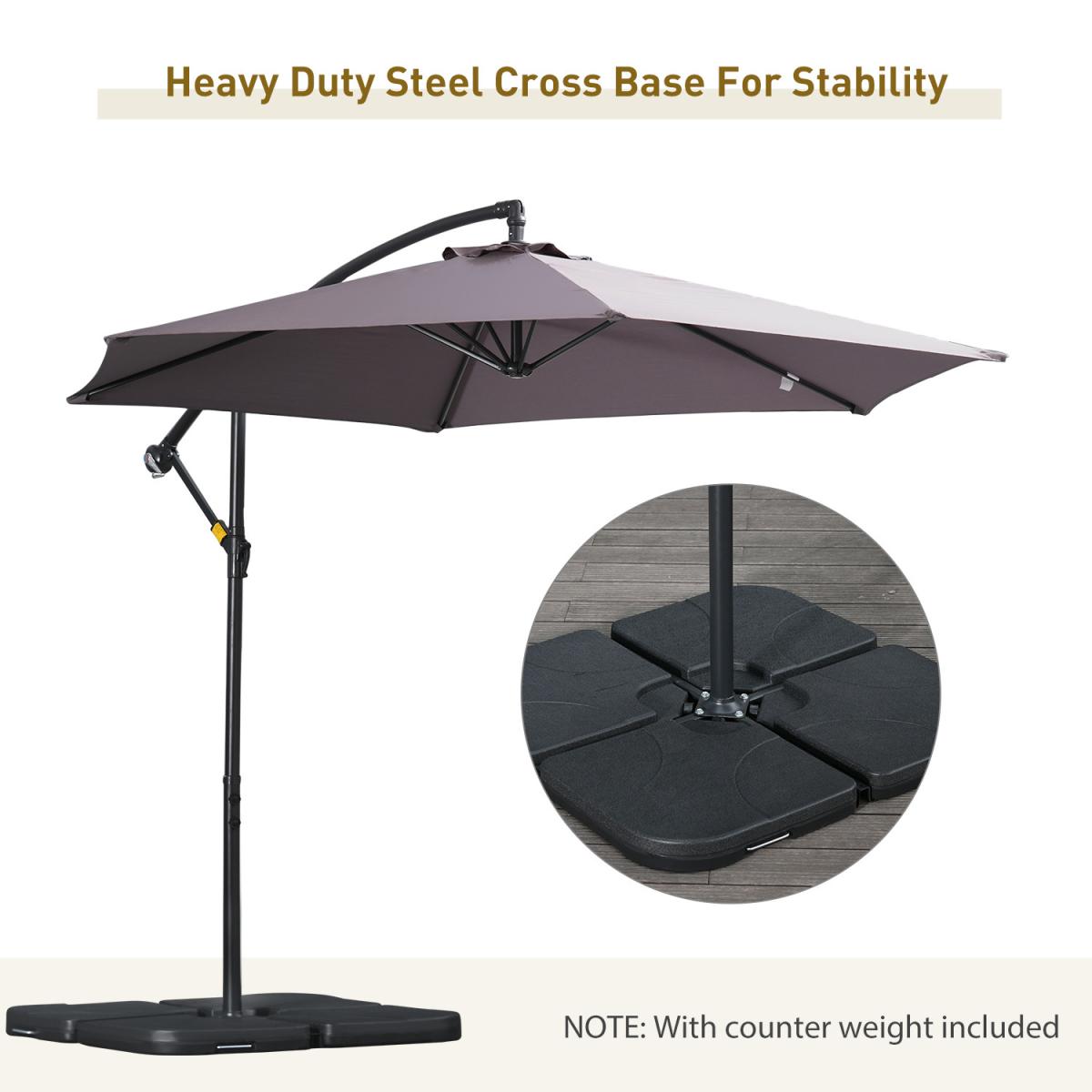 3m Garden Parasol Sun Shade Banana Umbrella - Grey – image 40