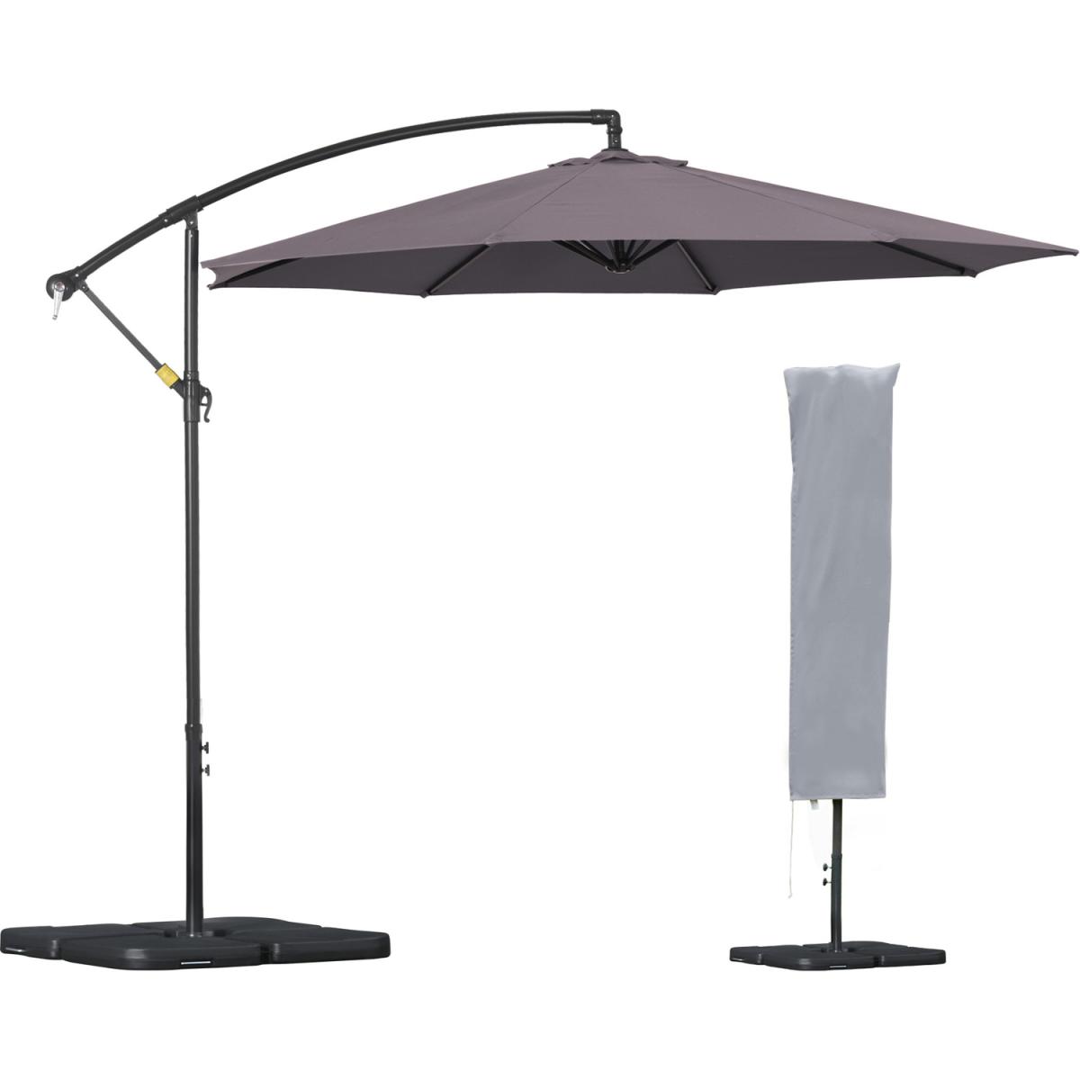 3m Garden Parasol Sun Shade Banana Umbrella - Grey – image 42