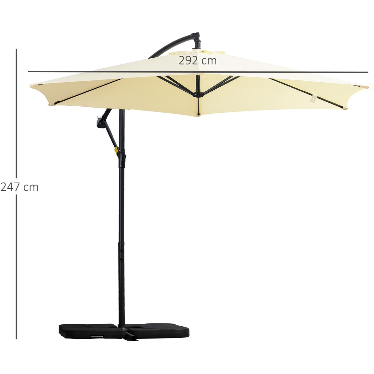 3m Garden Parasol Sun Shade Banana Umbrella - Grey – image 43