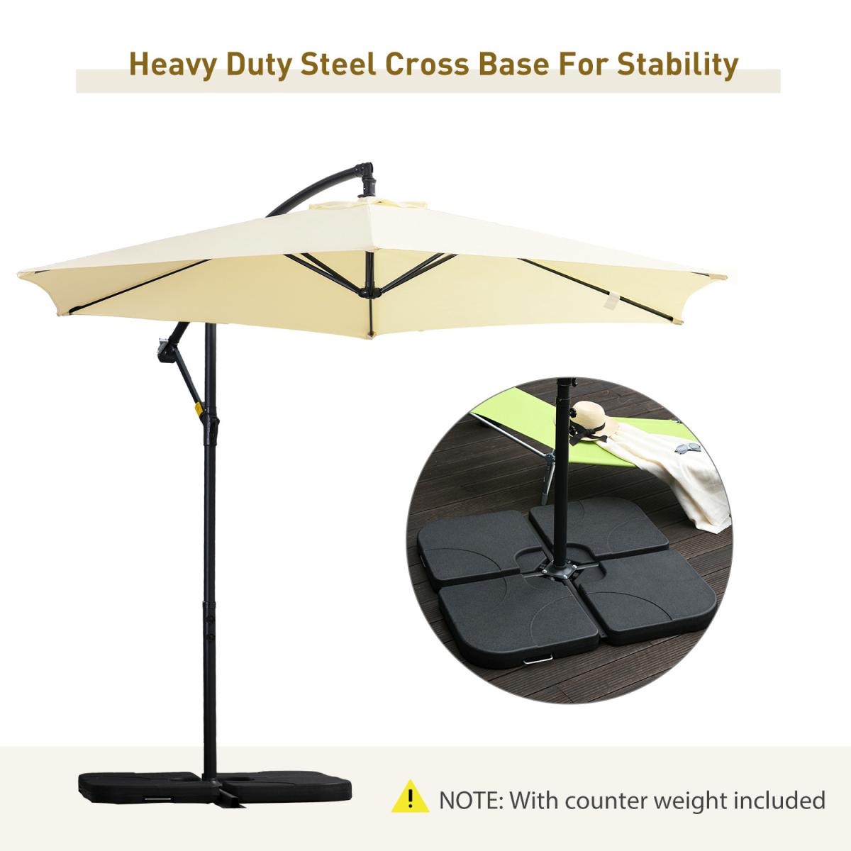 3m Garden Parasol Sun Shade Banana Umbrella - Grey – image 47
