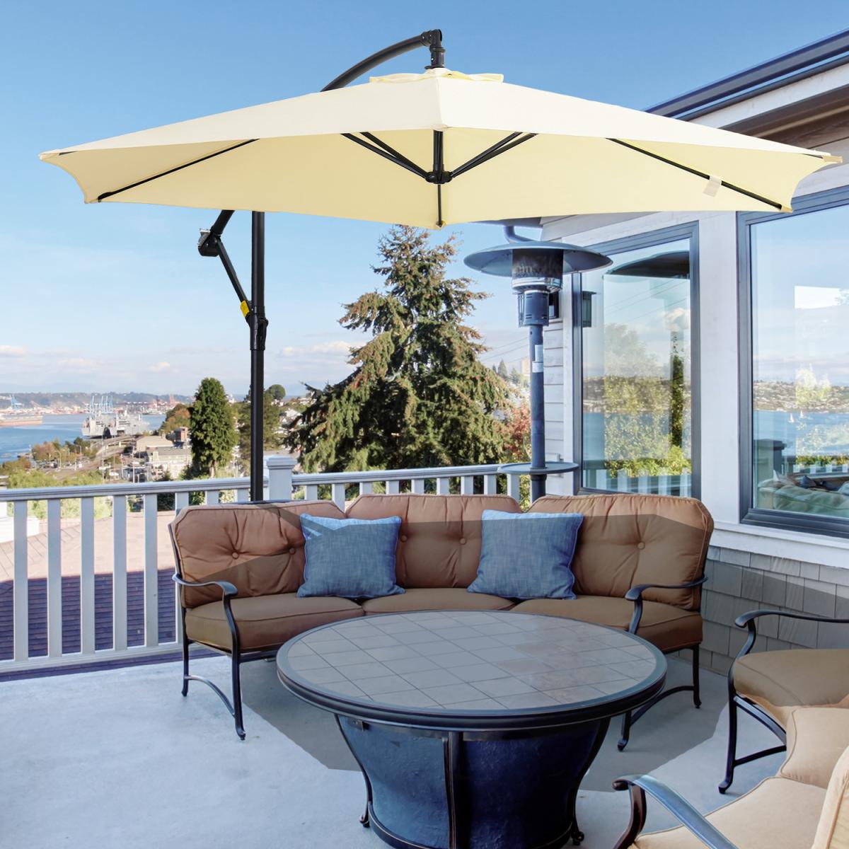 3m Garden Parasol Sun Shade Banana Umbrella - Grey – image 52