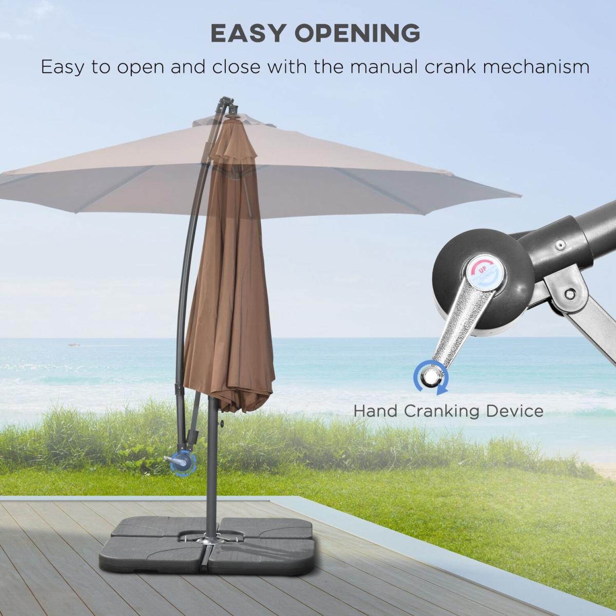 3m Garden Parasol Sun Shade Banana Umbrella - Grey – image 8