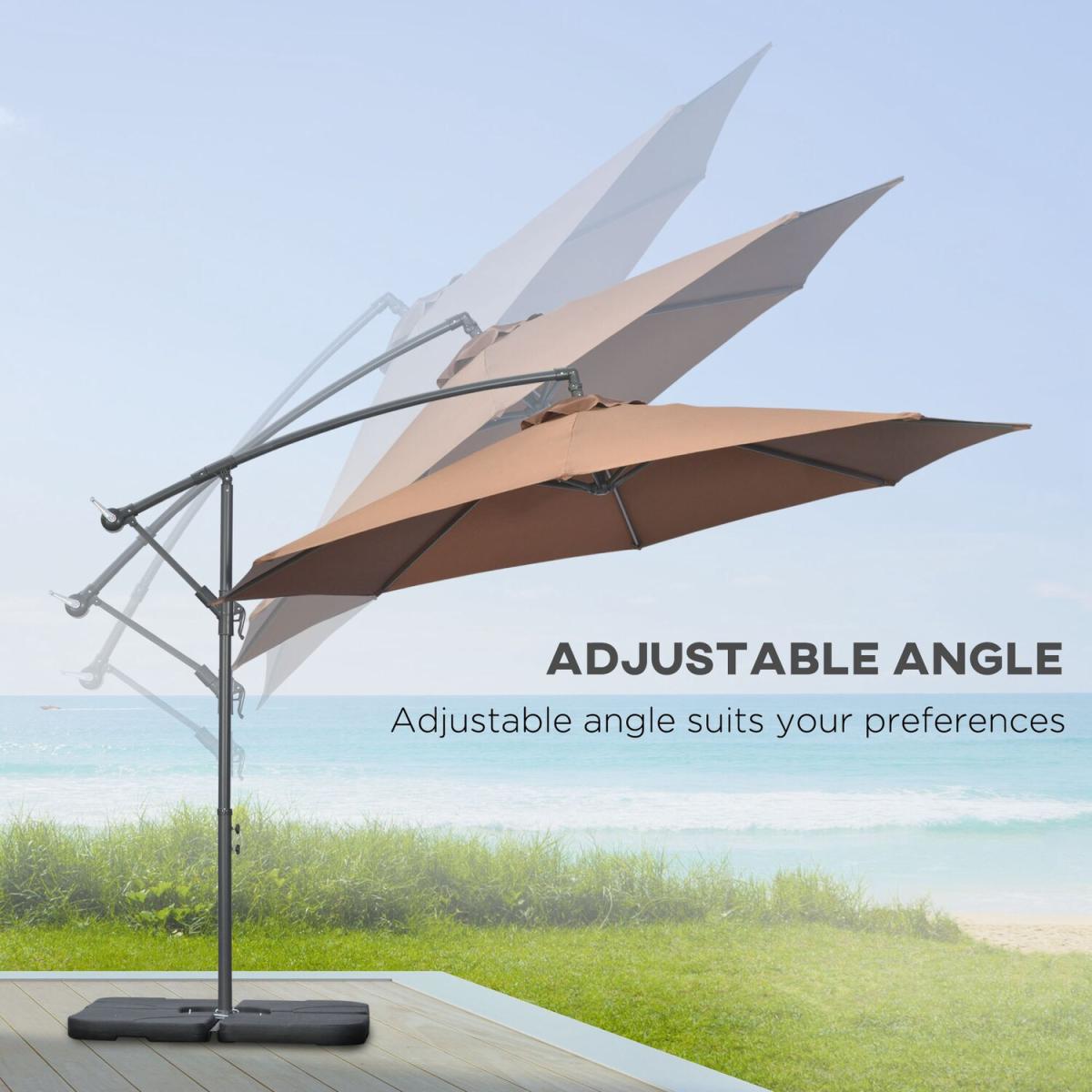 3m Garden Parasol Sun Shade Banana Umbrella - Grey – image 9