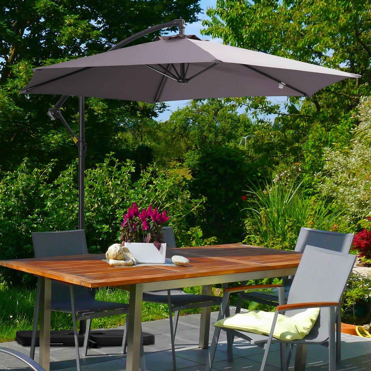 3m Garden Parasol Sun Shade Banana Umbrella - Grey – image 1