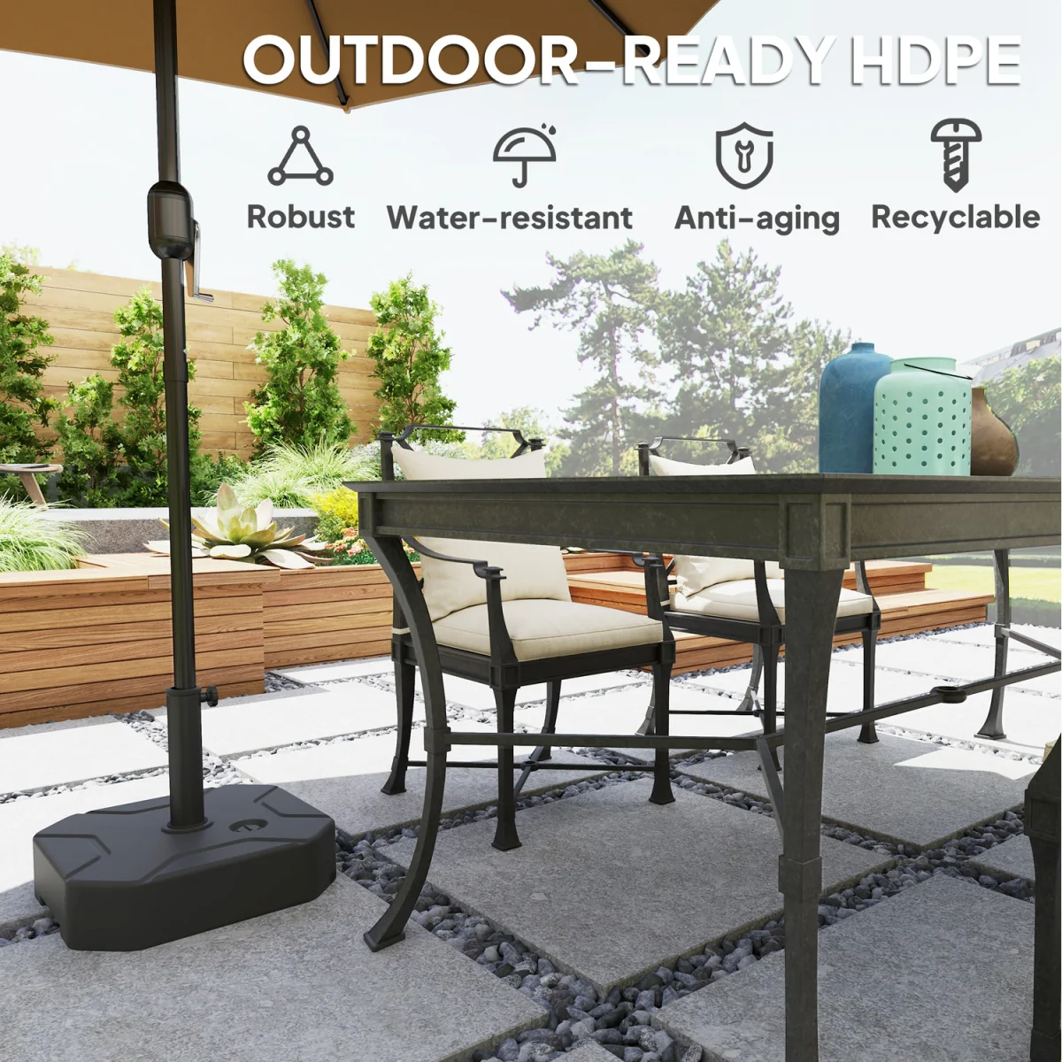 Outsunny Sand Water Filled Parasol Stand Garden Parasol Base 84D-372V00BK - Black – image 5