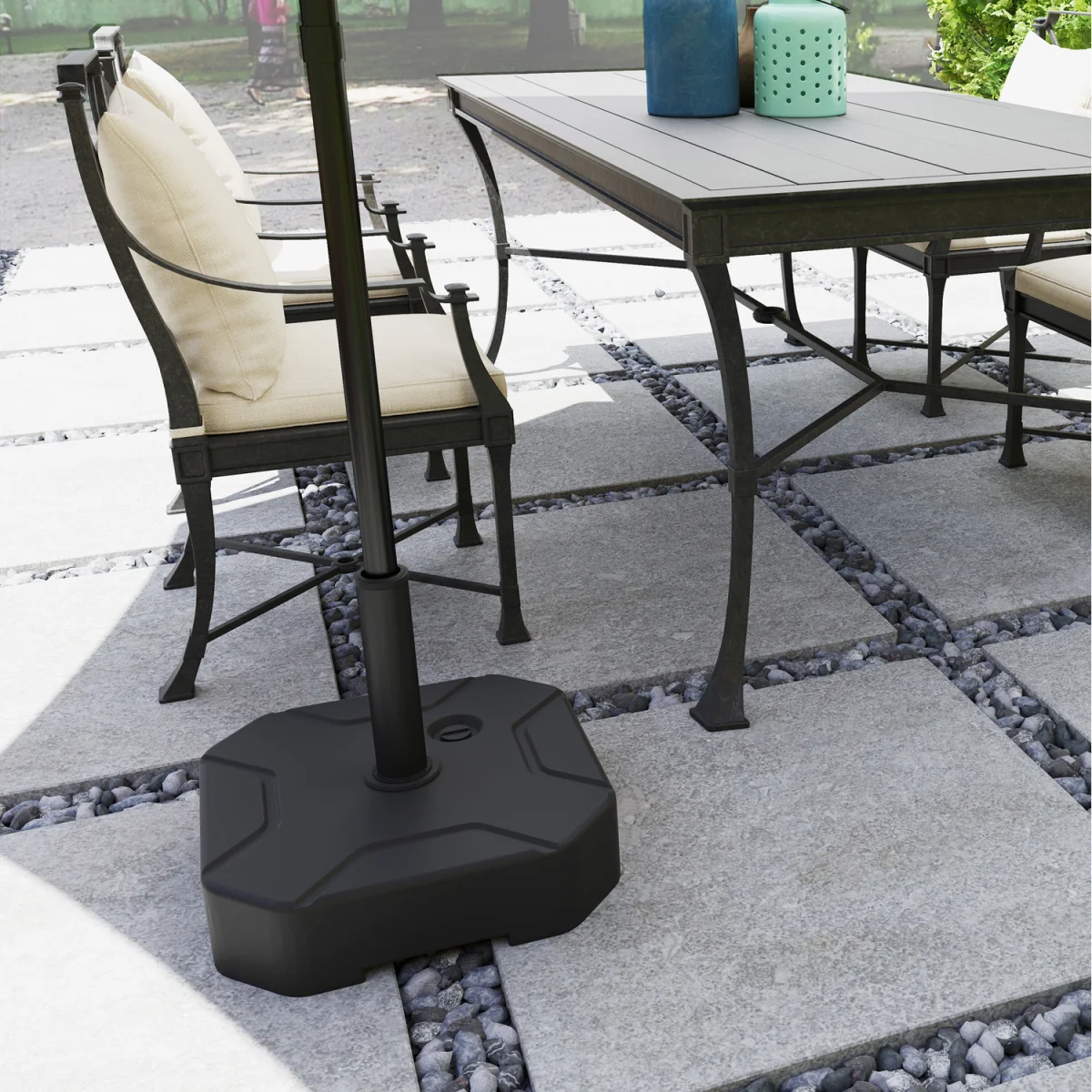 Outsunny Sand Water Filled Parasol Stand Garden Parasol Base 84D-372V00BK - Black – image 6