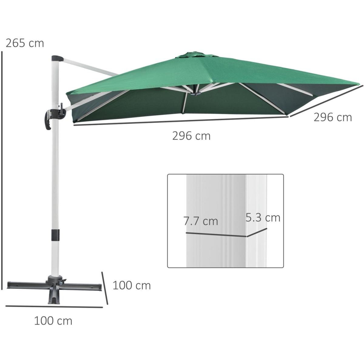 Square 3m Patio Parasol - Green – image 34