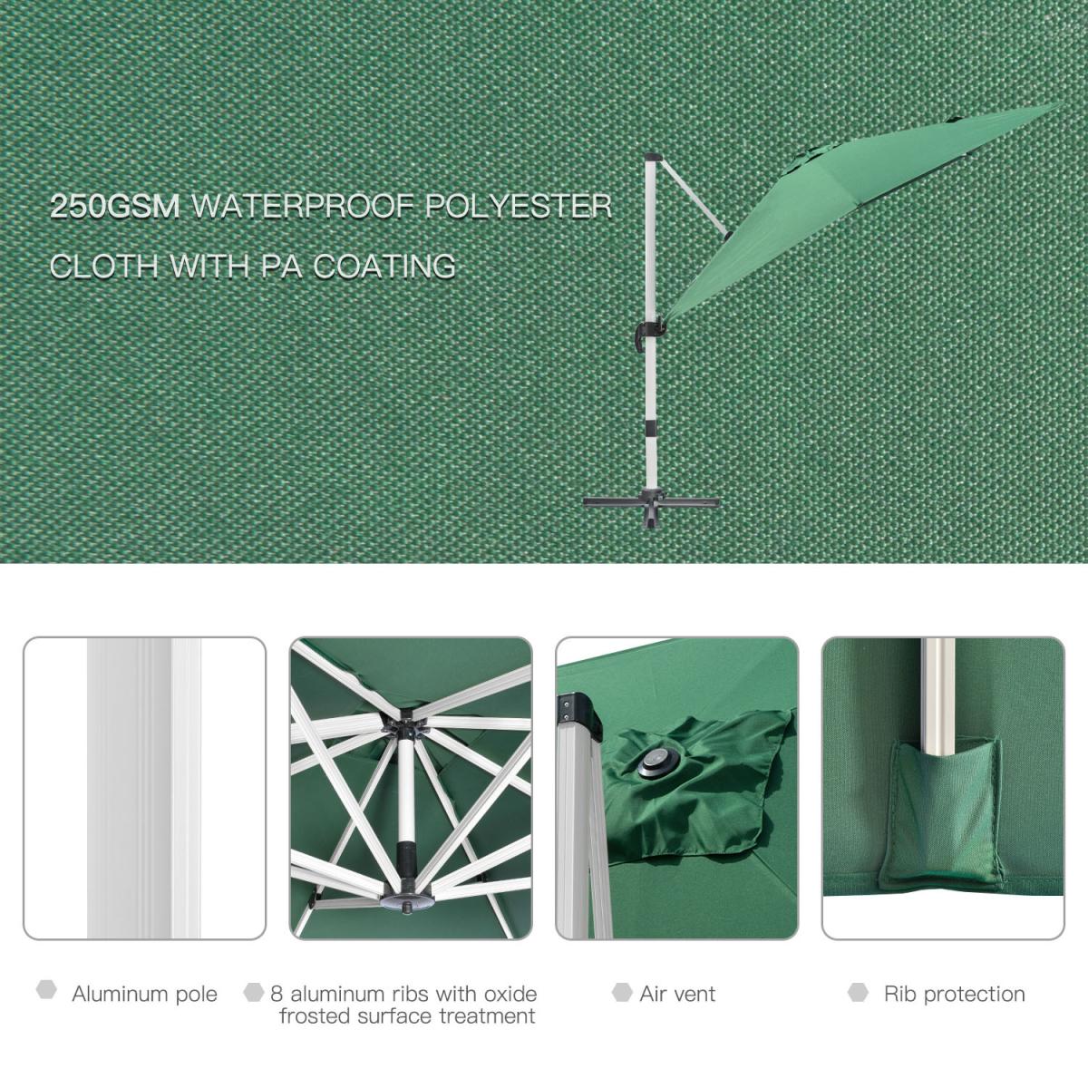 Square 3m Patio Parasol - Green – image 37