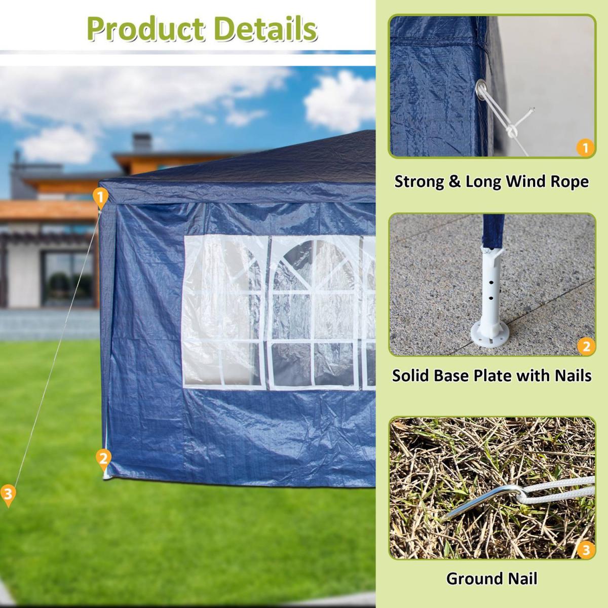 BIRCHTREE Gazebo PE 3X6M PEG02 - Blue – image 4