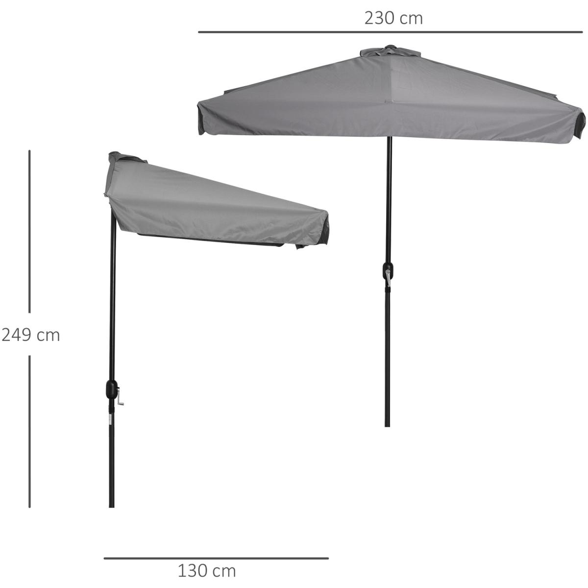 2.3m Half Round Parasol Umbrella - Grey – image 2
