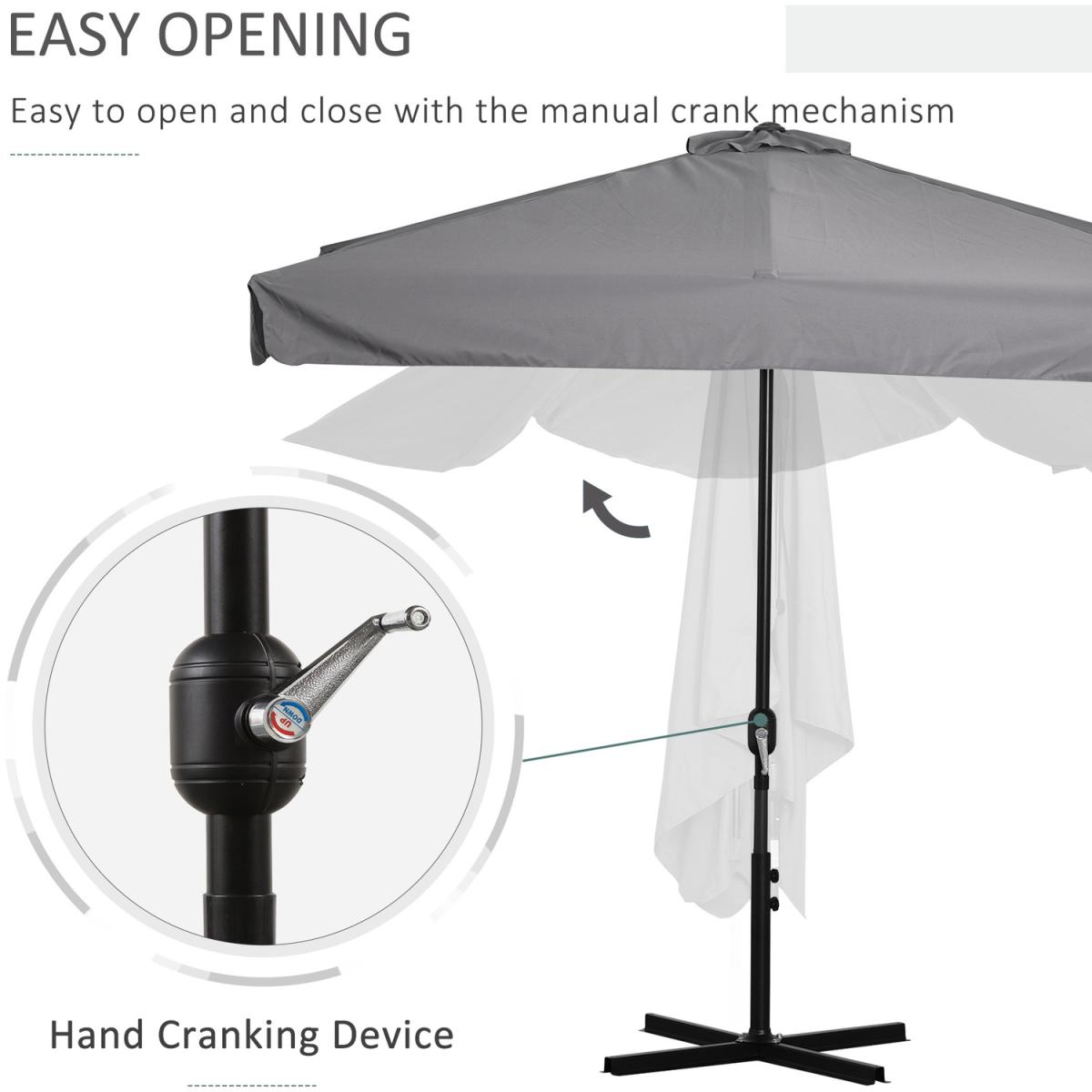 2.3m Half Round Parasol Umbrella - Grey – image 3