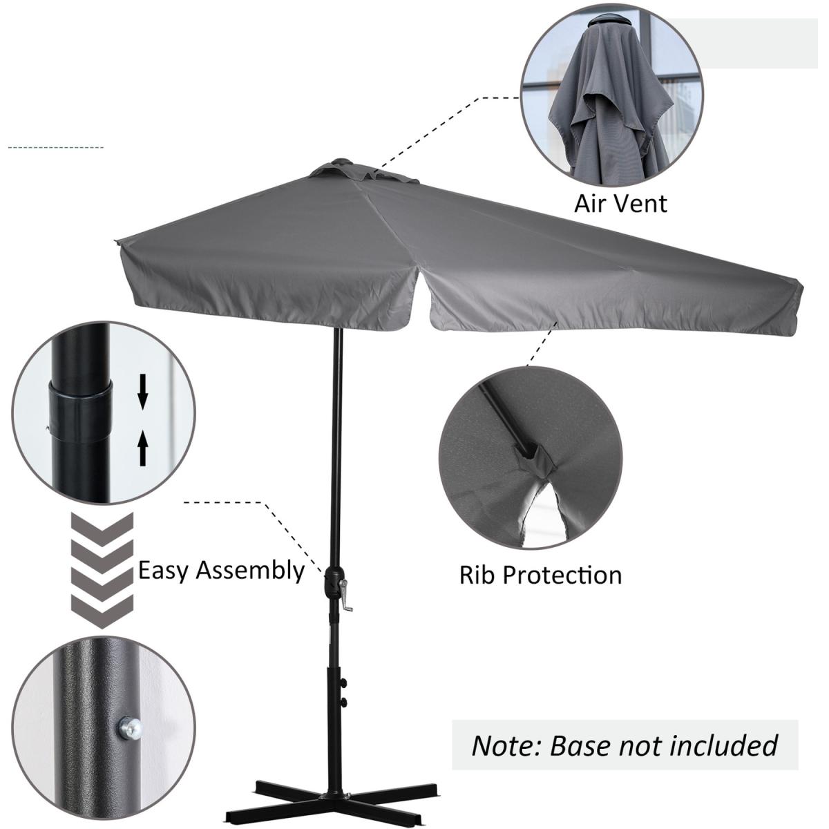 2.3m Half Round Parasol Umbrella - Grey – image 4