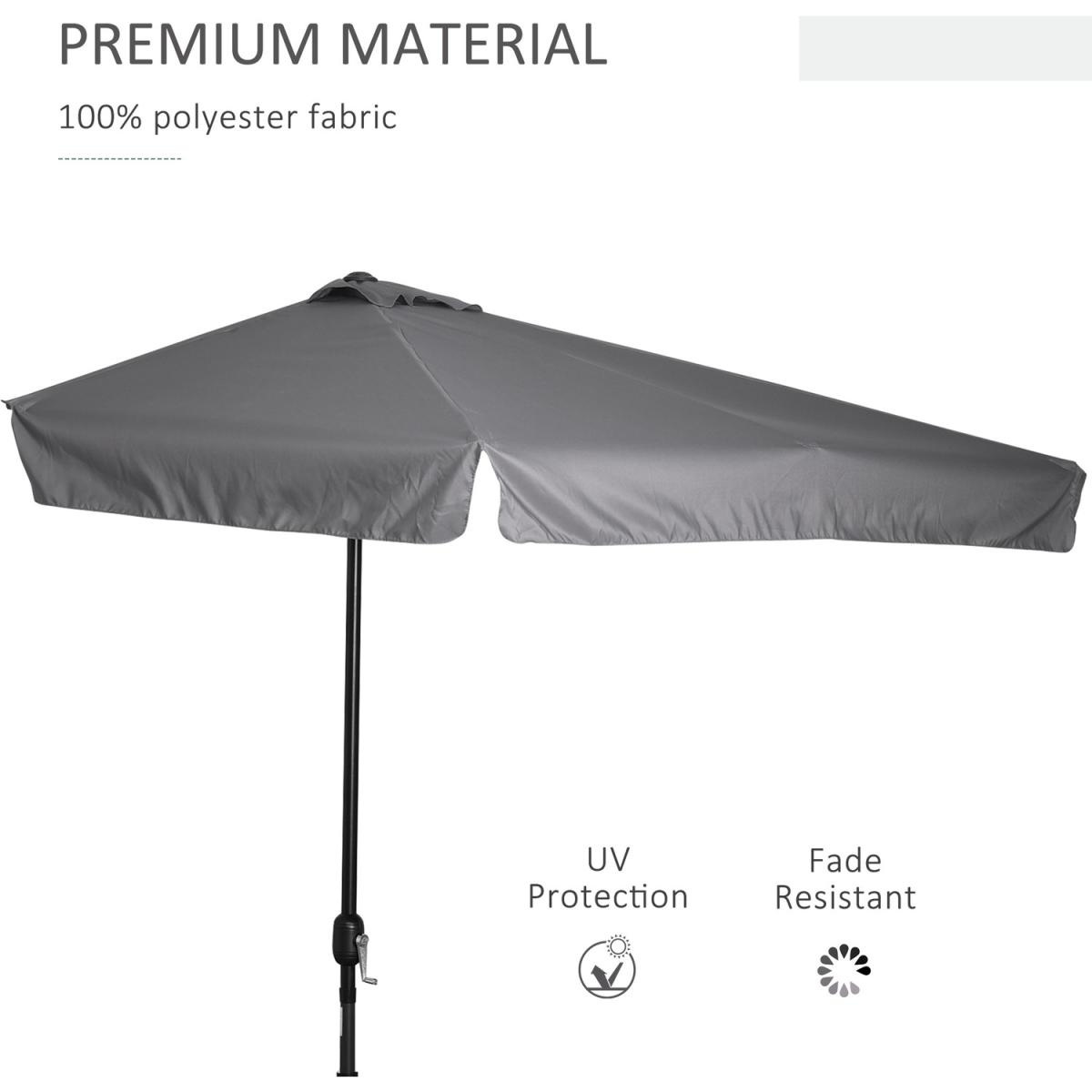 2.3m Half Round Parasol Umbrella - Grey – image 5