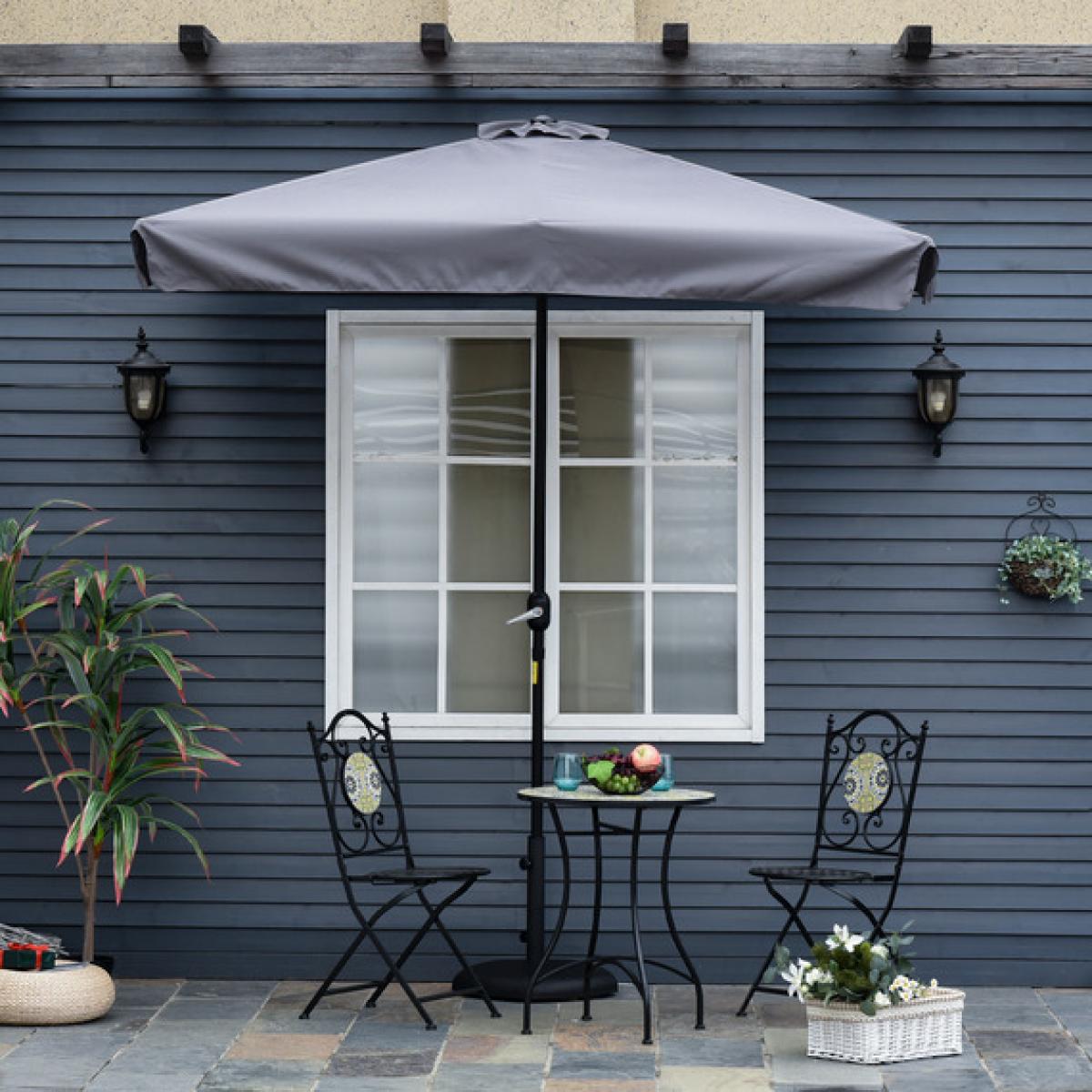 2.3m Half Round Parasol Umbrella - Grey – image 1