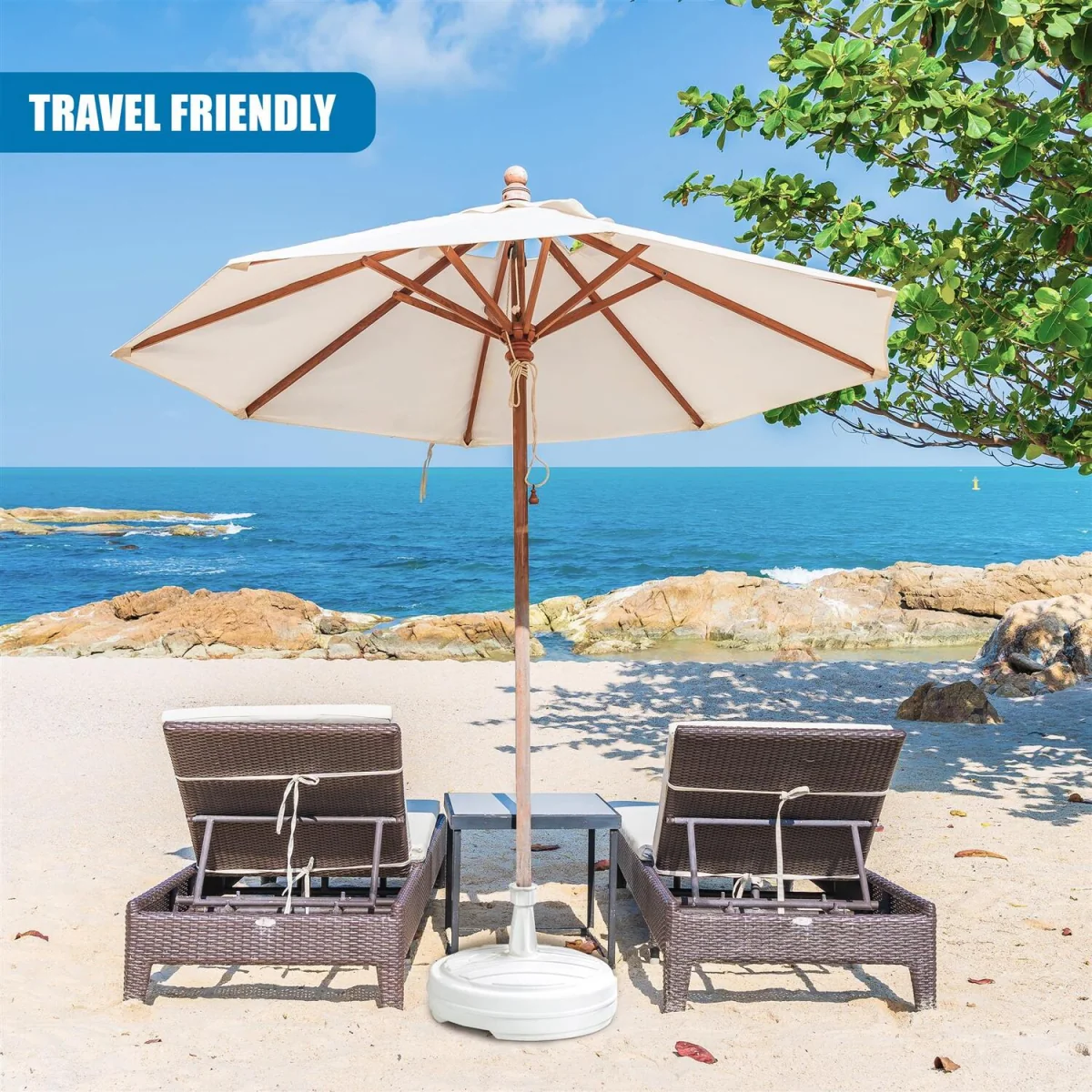 Parasol Base Stand 13L, Set of 2 ¿ Round, Fill with Water or Sand - White – image 2