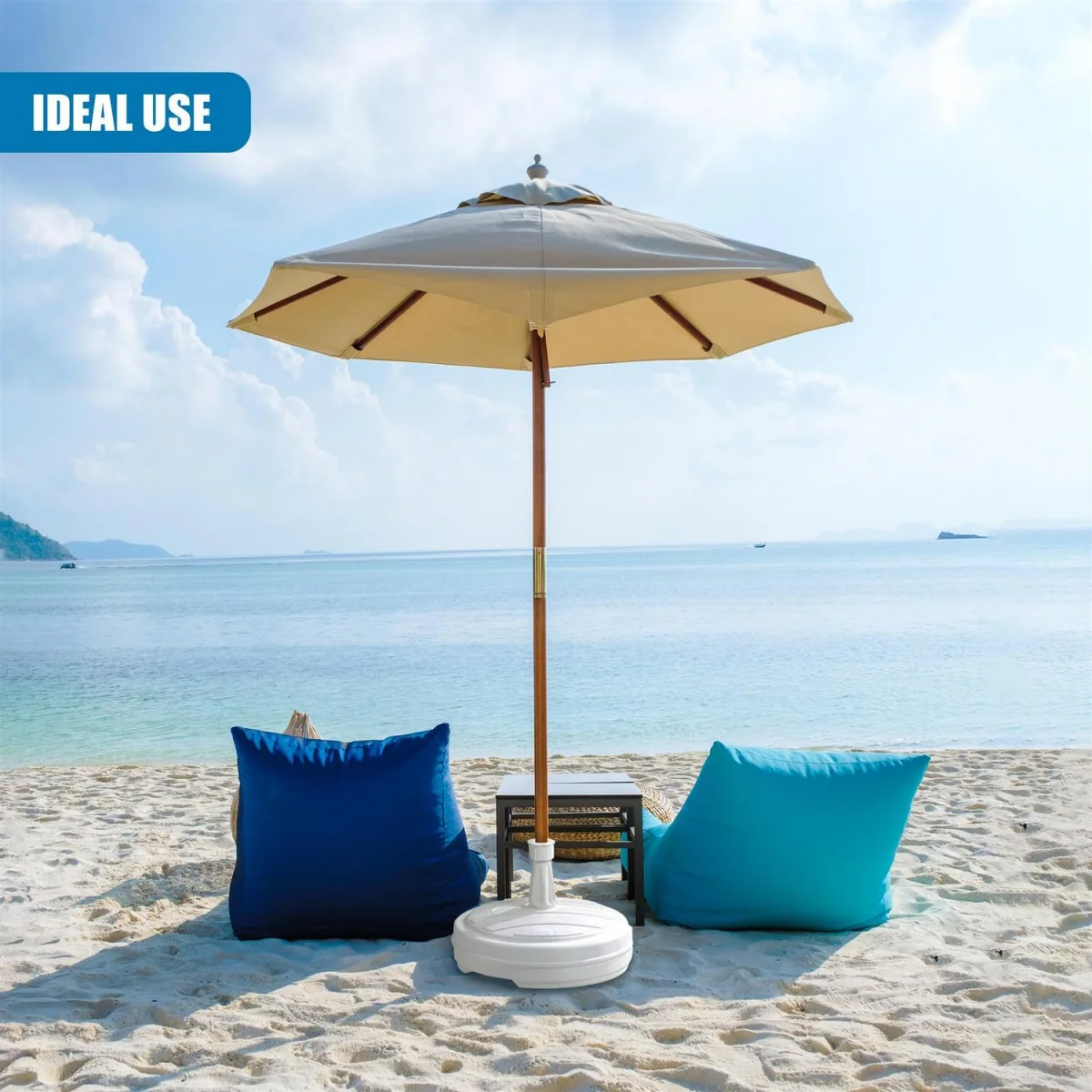 Parasol Base Stand 13L, Set of 2 ¿ Round, Fill with Water or Sand - White – image 3