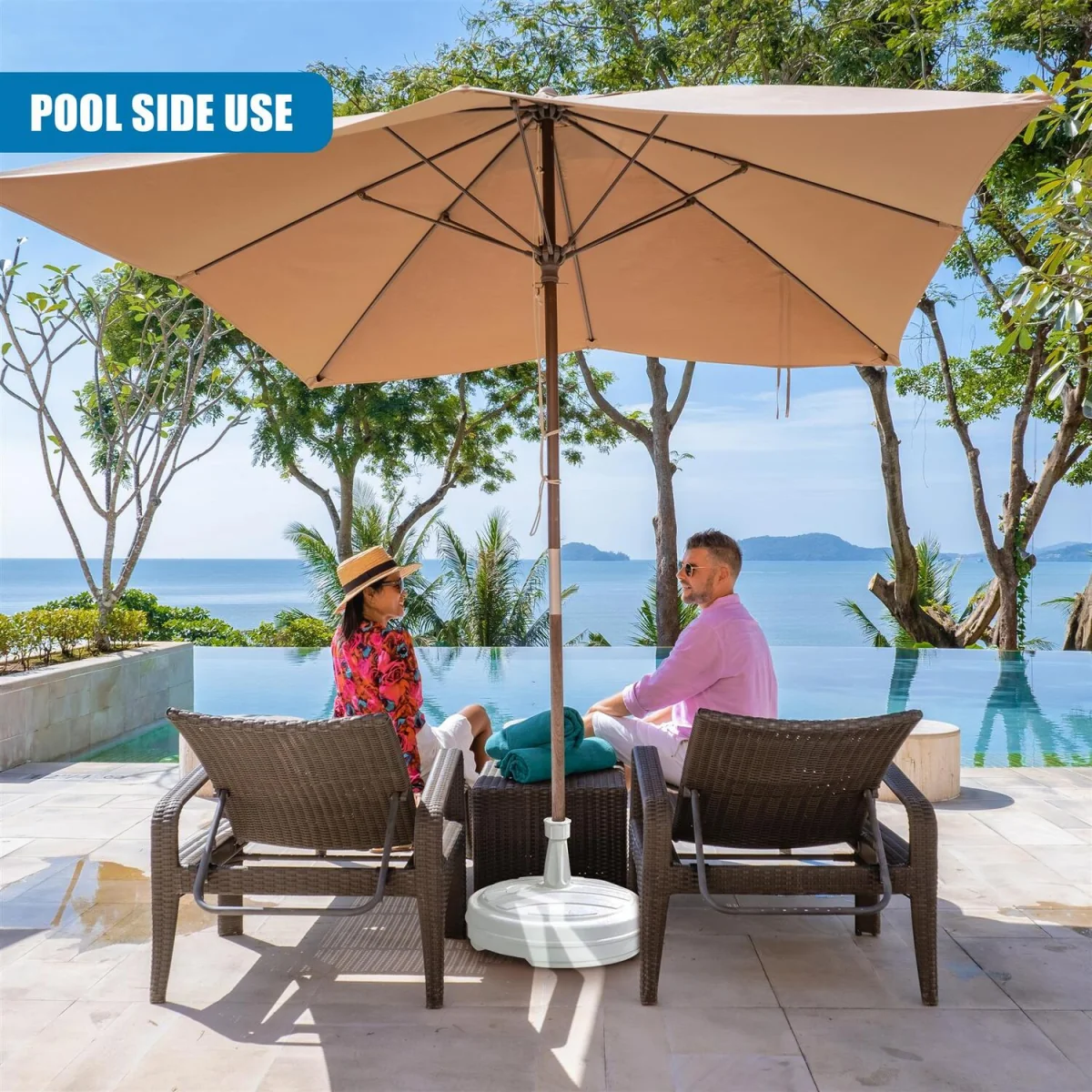 Parasol Base Stand 13L, Set of 2 ¿ Round, Fill with Water or Sand - White – image 5