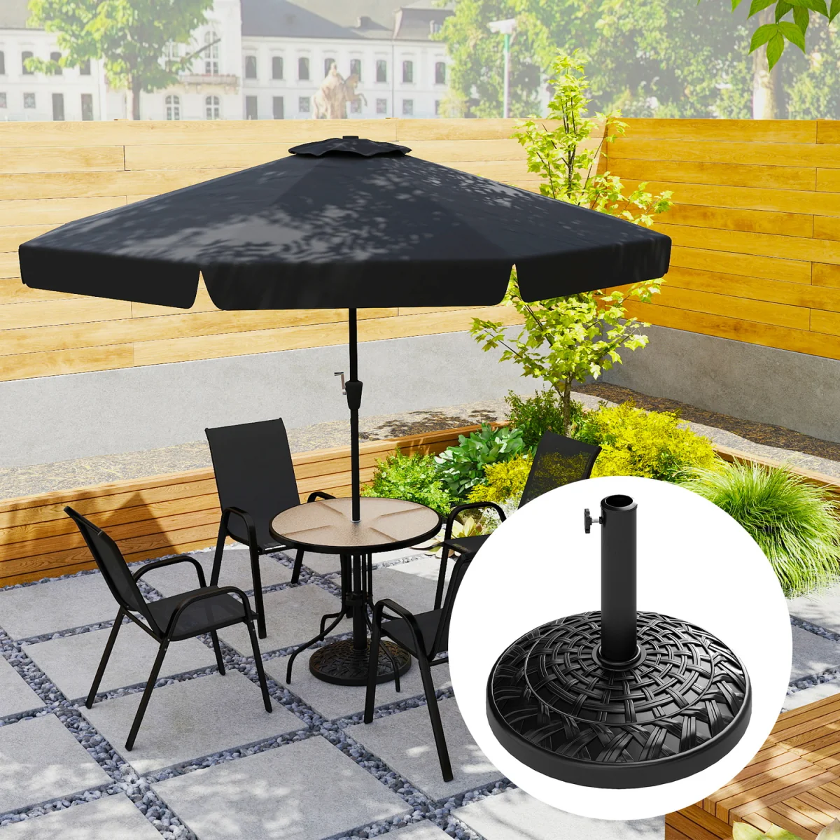 Outsunny 12kg Garden Parasol Base - Black – image 5