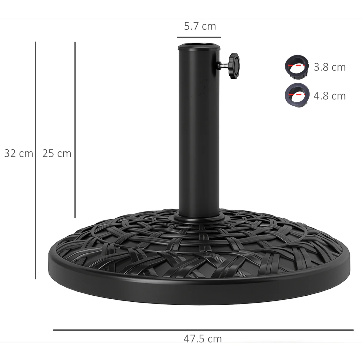 Outsunny 12kg Garden Parasol Base - Black – image 6