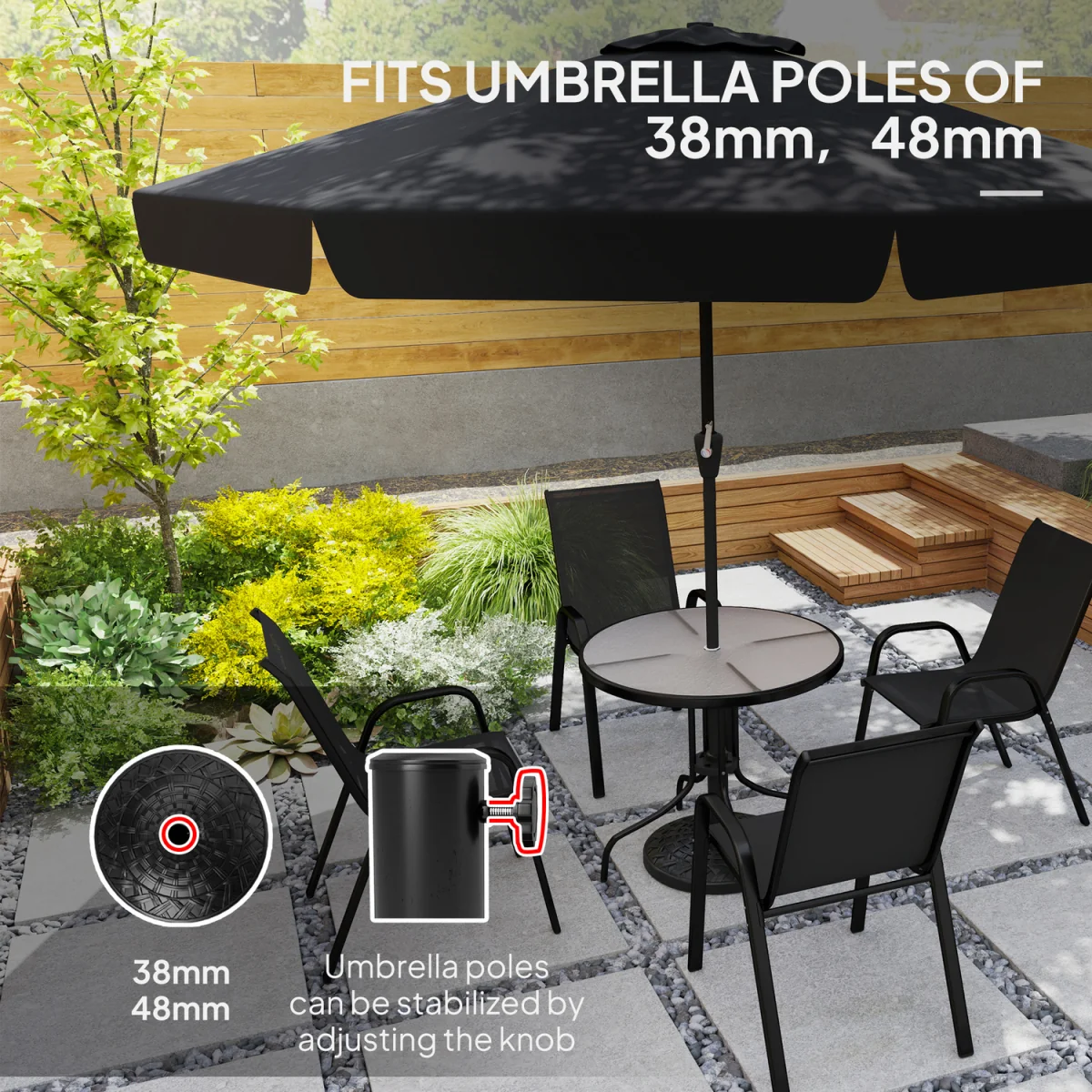 Outsunny 12kg Garden Parasol Base - Black – image 7