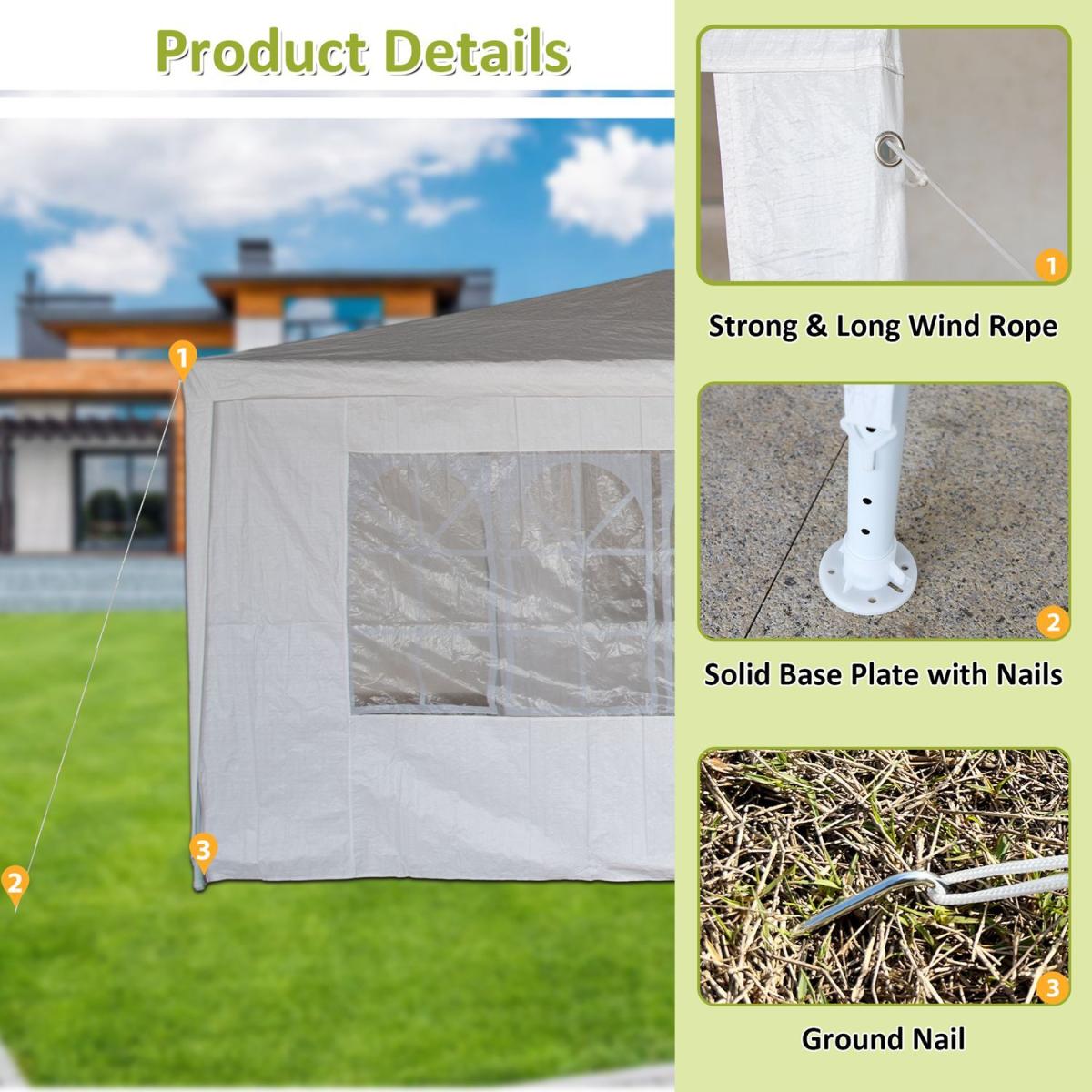 BIRCHTREE Gazebo PE 3X6M PEG02 - White – image 6