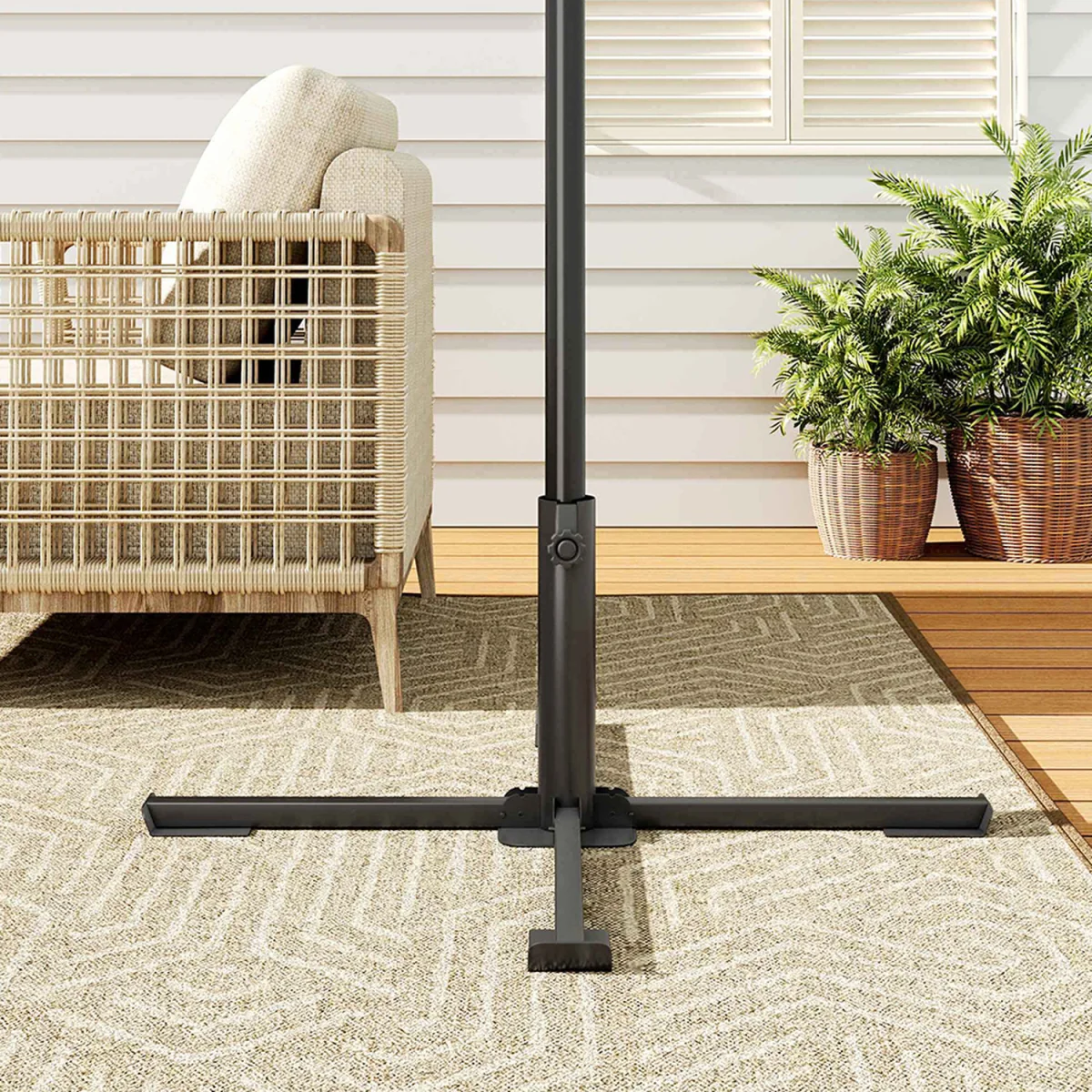Garden Portable Foldable Parasol Base - Grey – image 3