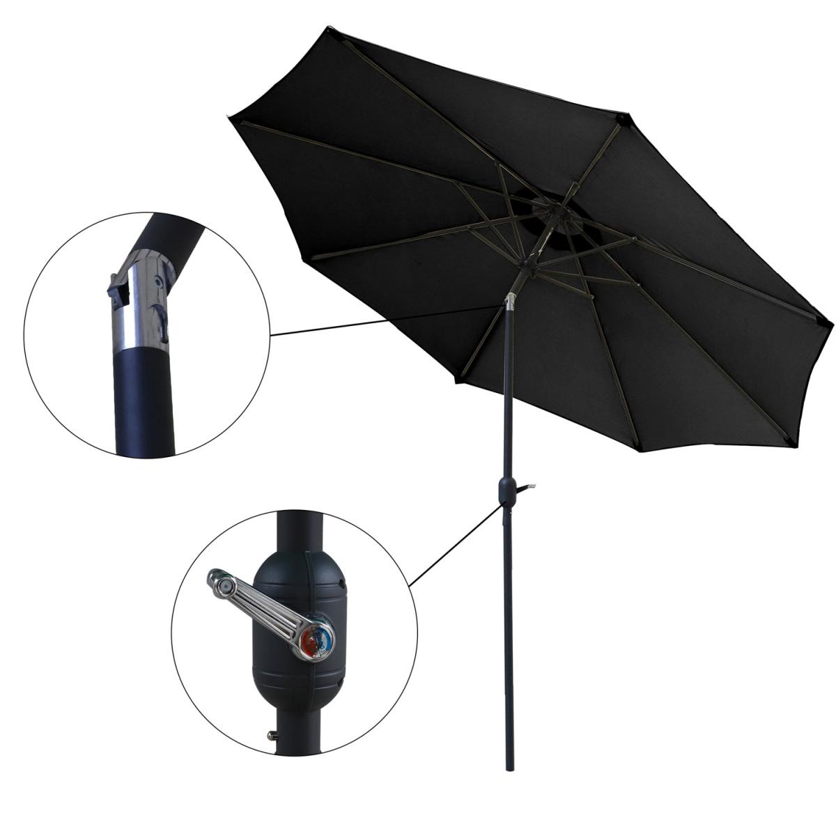 BIRCHTREE 3M Garden Parasol Tilt Crank Umbrella - Black – image 2