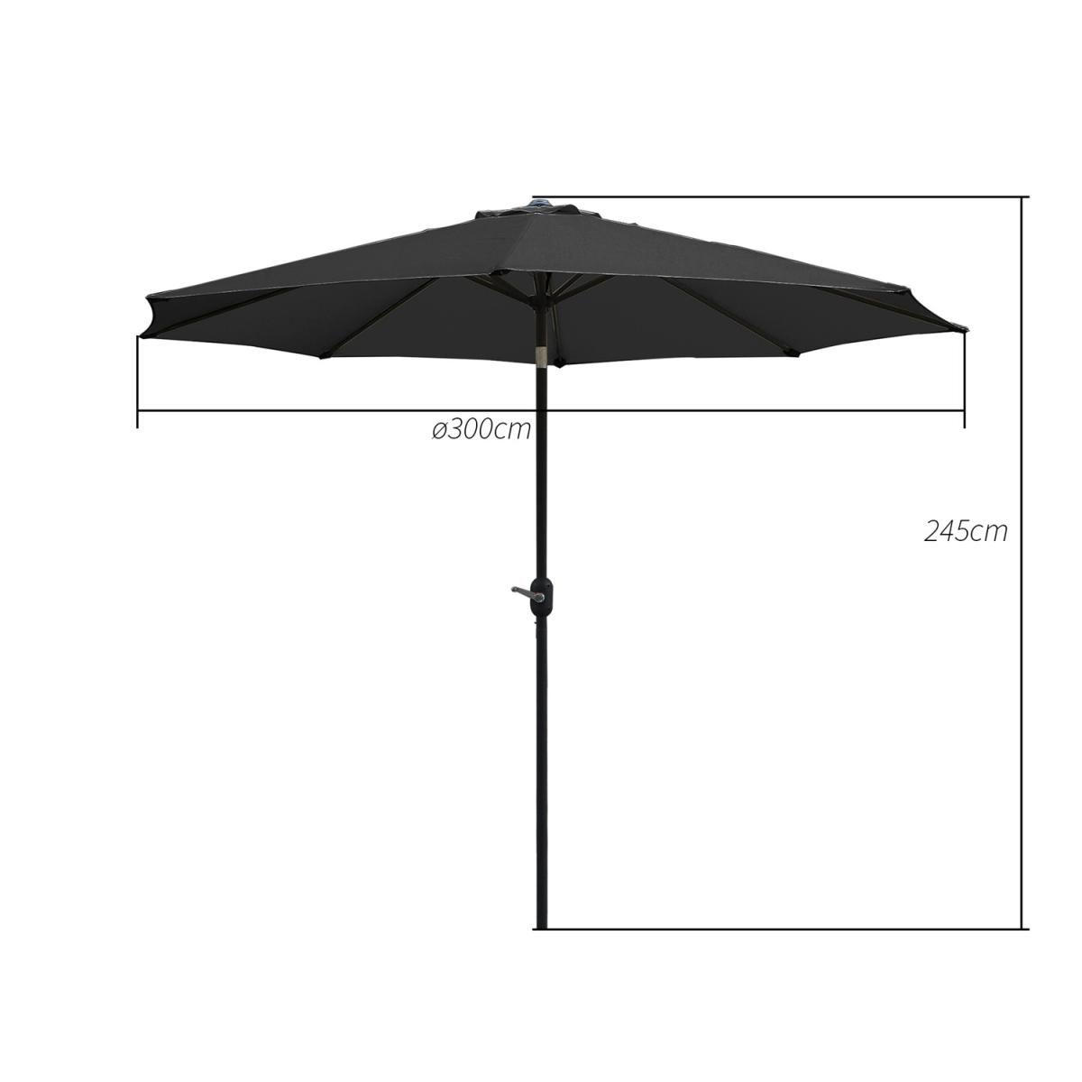 BIRCHTREE 3M Garden Parasol Tilt Crank Umbrella - Black – image 8