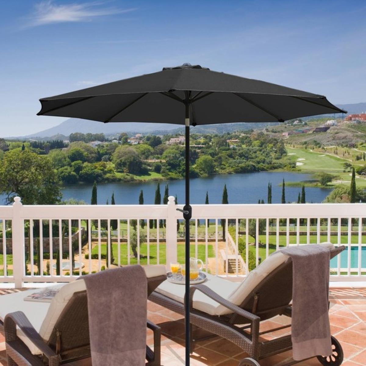BIRCHTREE 3M Garden Parasol Tilt Crank Umbrella - Black – image 1