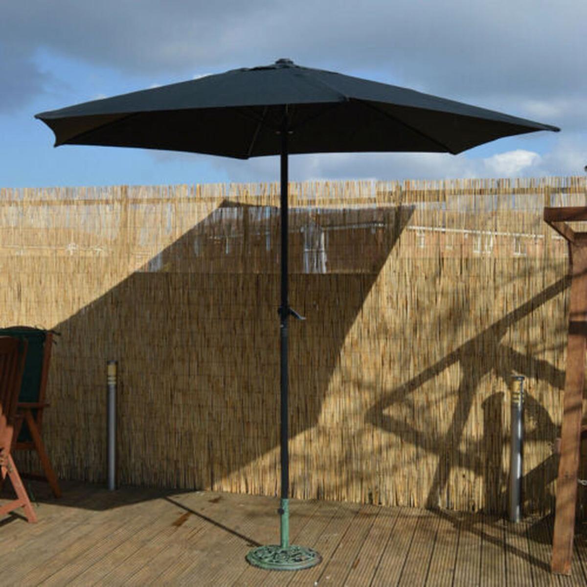 2.7m Black Garden Wind Up Parasol - Black – image 3
