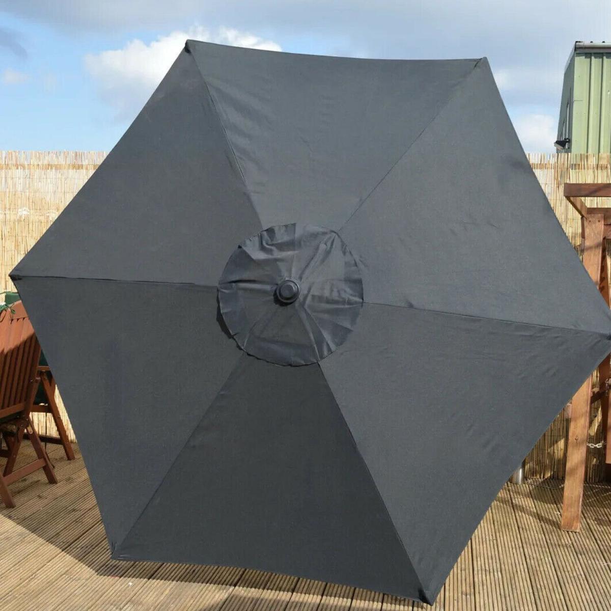 2.7m Black Garden Wind Up Parasol - Black – image 4